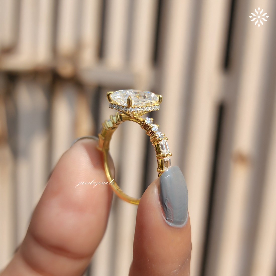 Radiant Cut Moissanite Engagement Ring Hidden Halo Radiant Cut Ring Baguette Band