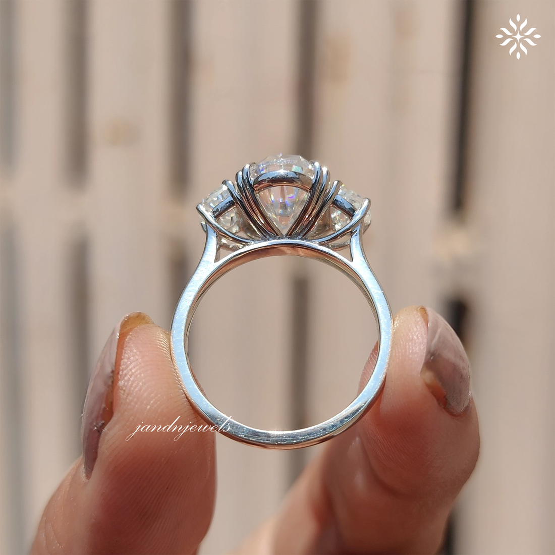 4CT Oval Moissanite Engagement Ring Three Stone Half Moon Diamond Trilogy Ring 14K Gold Wedding Anniversary Gift For Her