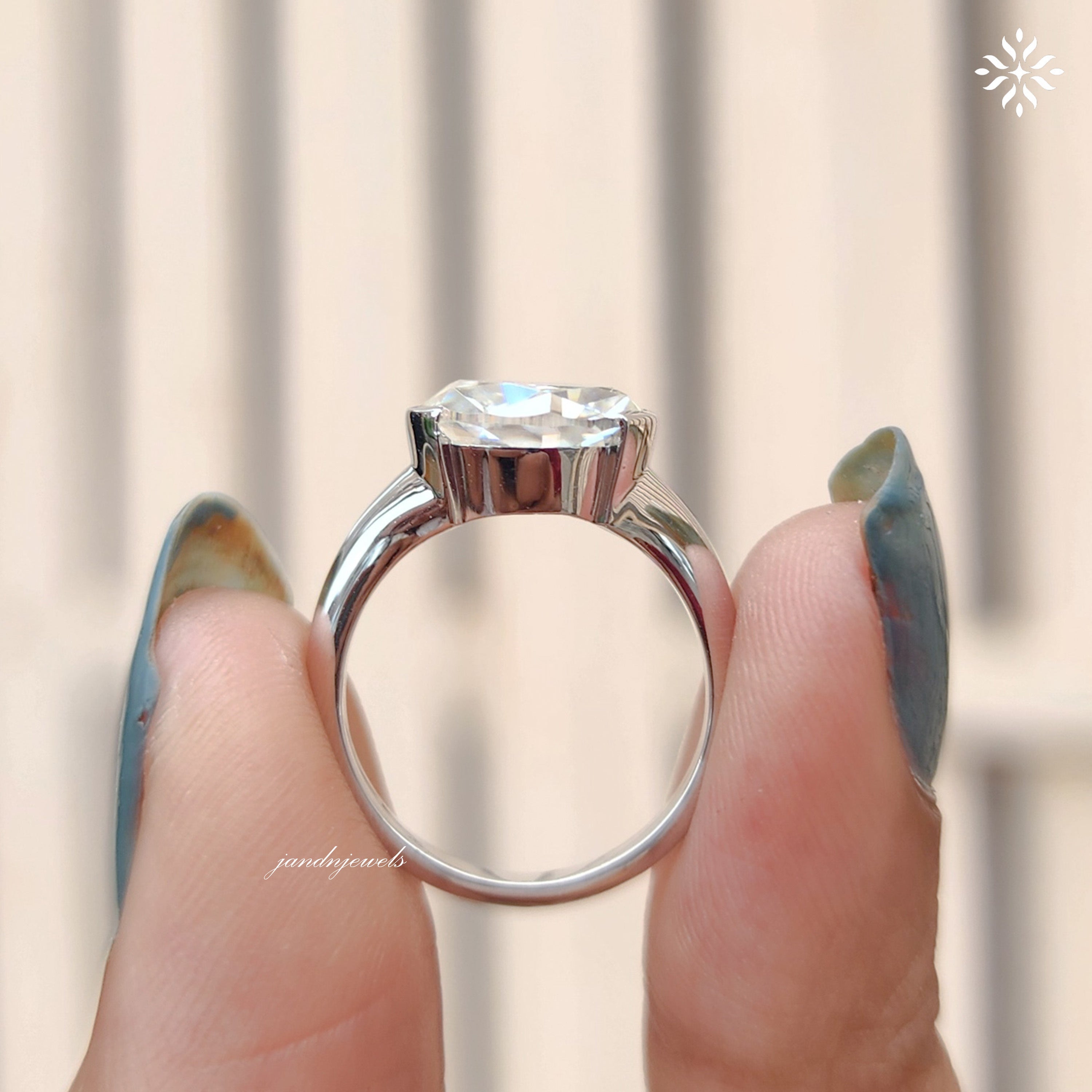 1.5 CT Rose Cut Half Bezel Moissanite Engagement Ring Solitaire Ring Half Bezel Ring Wedding Ring For Women Promise Ring For Her