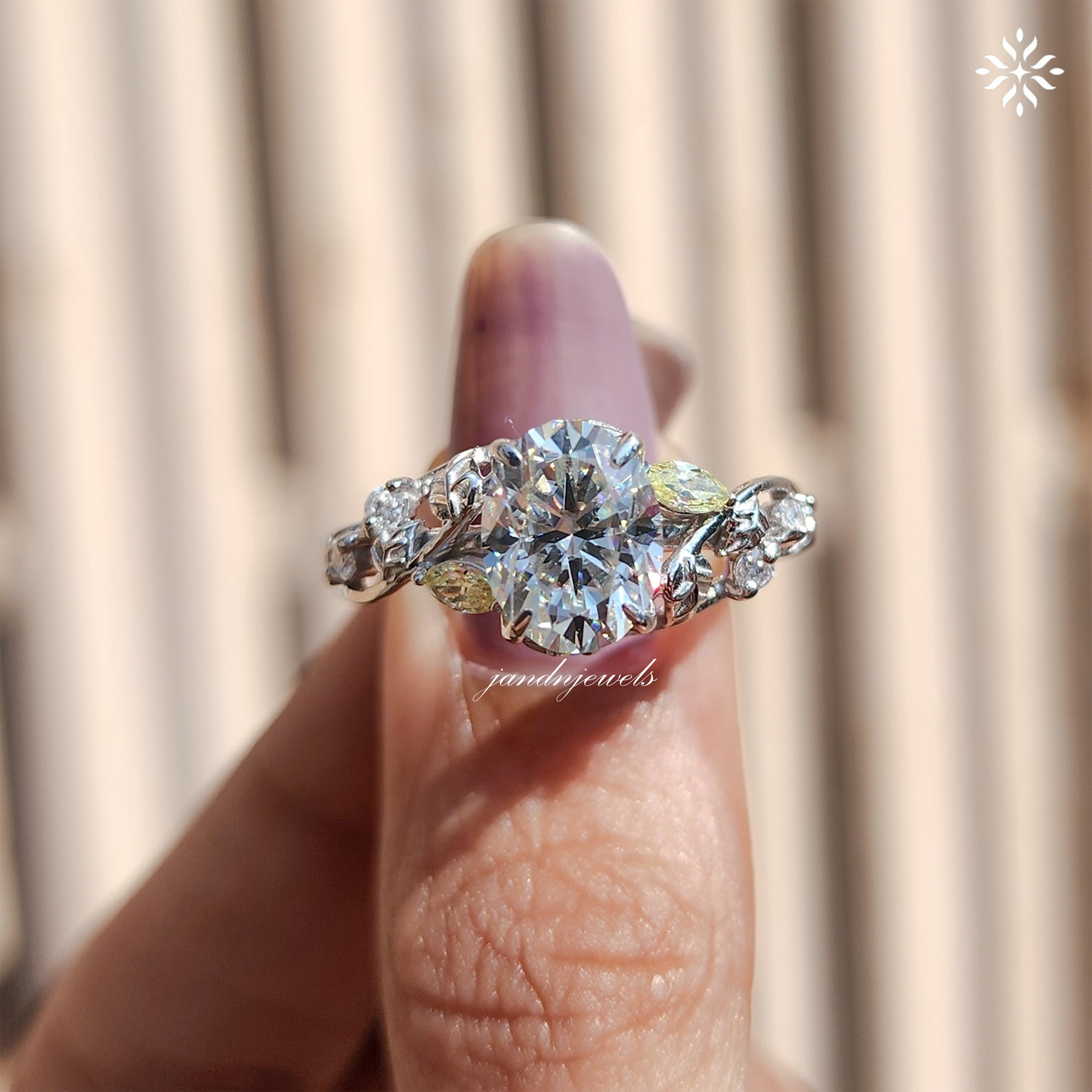 3 CT Floral Oval Cut Moissanite Engagement Ring Vintage Solid Gold Moissanite Solitaire Wedding Ring Nature Inspire Ring Gift For Girlfriend
