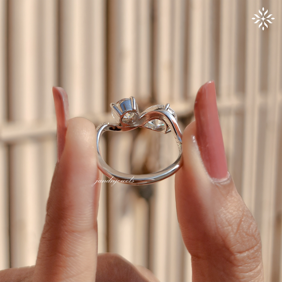 Pear & Round Cut Moissanite Engagement Ring, Toi Et Moi Ring, Bypass Shank Ring, 14K Solid Gold, Luxurious Two Stone Ring