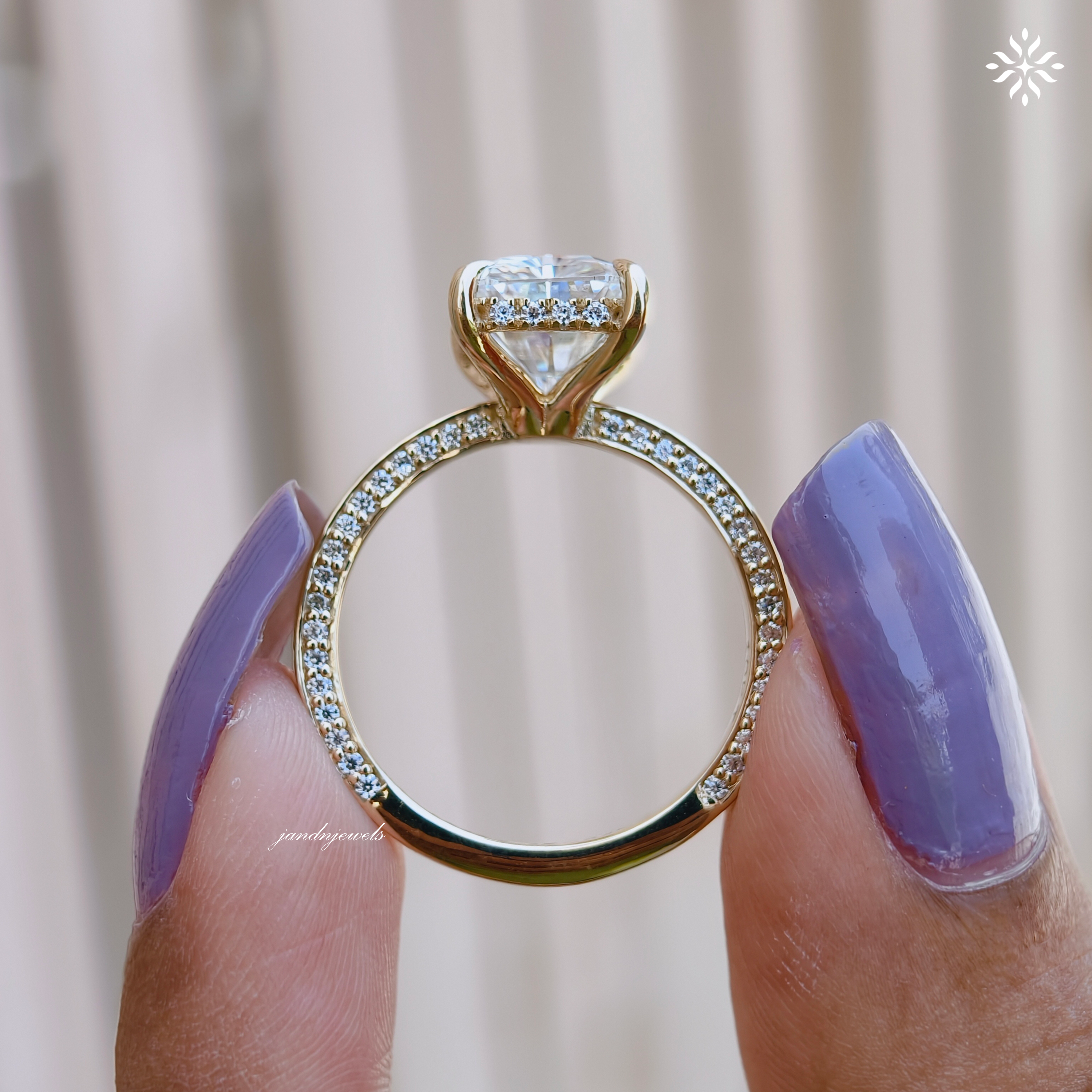 4CT Radiant Cut Moissanite Ring, Solid Yellow Gold Radiant Cut Solitaire Ring, Engraved Wedding Ring, 4 Prongs Anniversary Ring for Women