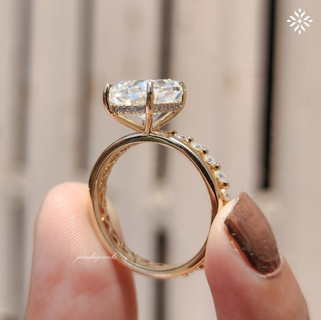 4CT Elongated Cushion Cut Moissanite Engagement Ring Set Hidden Halo 14K Solid Gold Diamond Wedding Rings Promise Ring Set Anniversary Gift