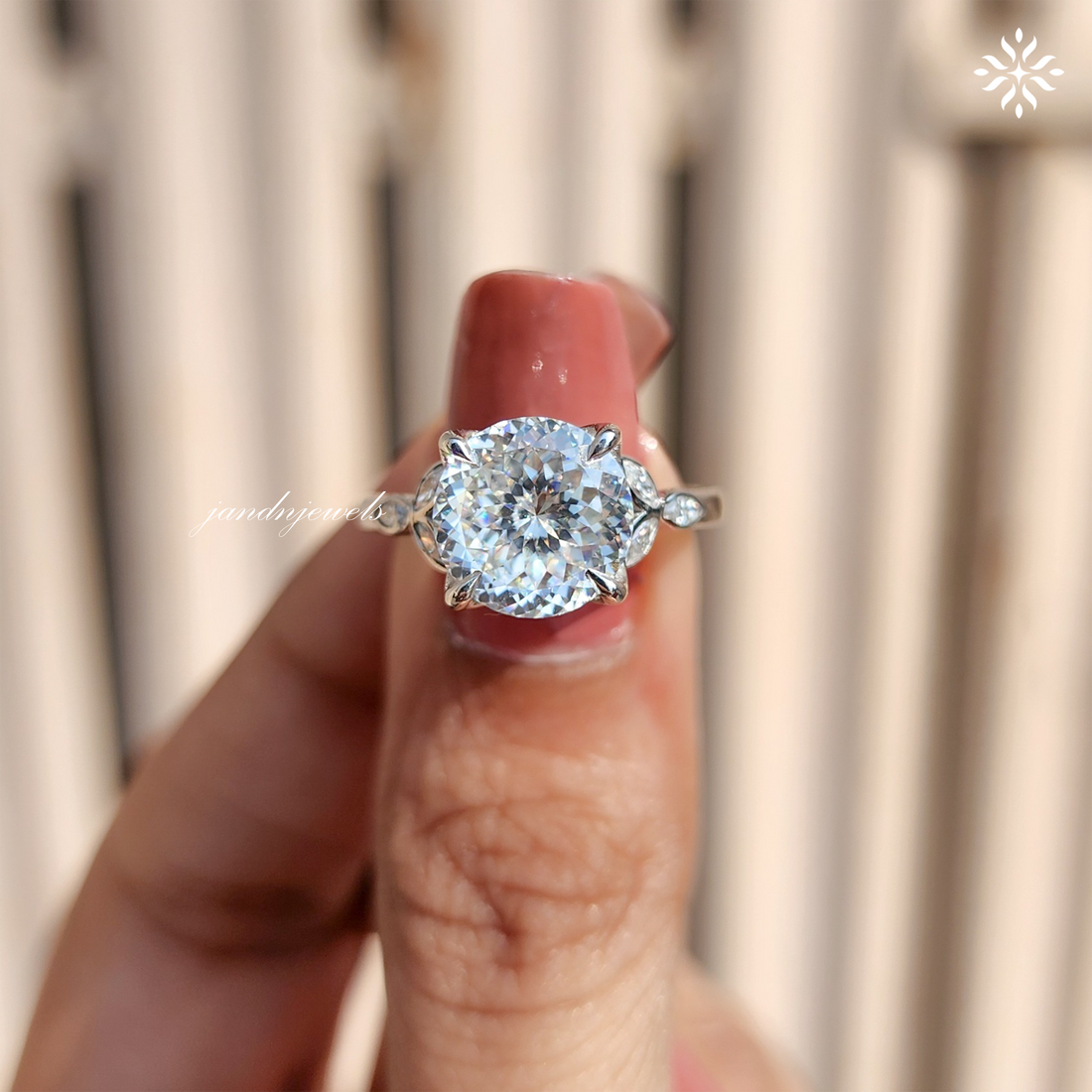 Custom 2CT Portuguese Cut Moissanite Engagement Ring, 14K Solid Gold Ring, Dainty Promise Ring for Her, Mystique Cathedral Setting Ring