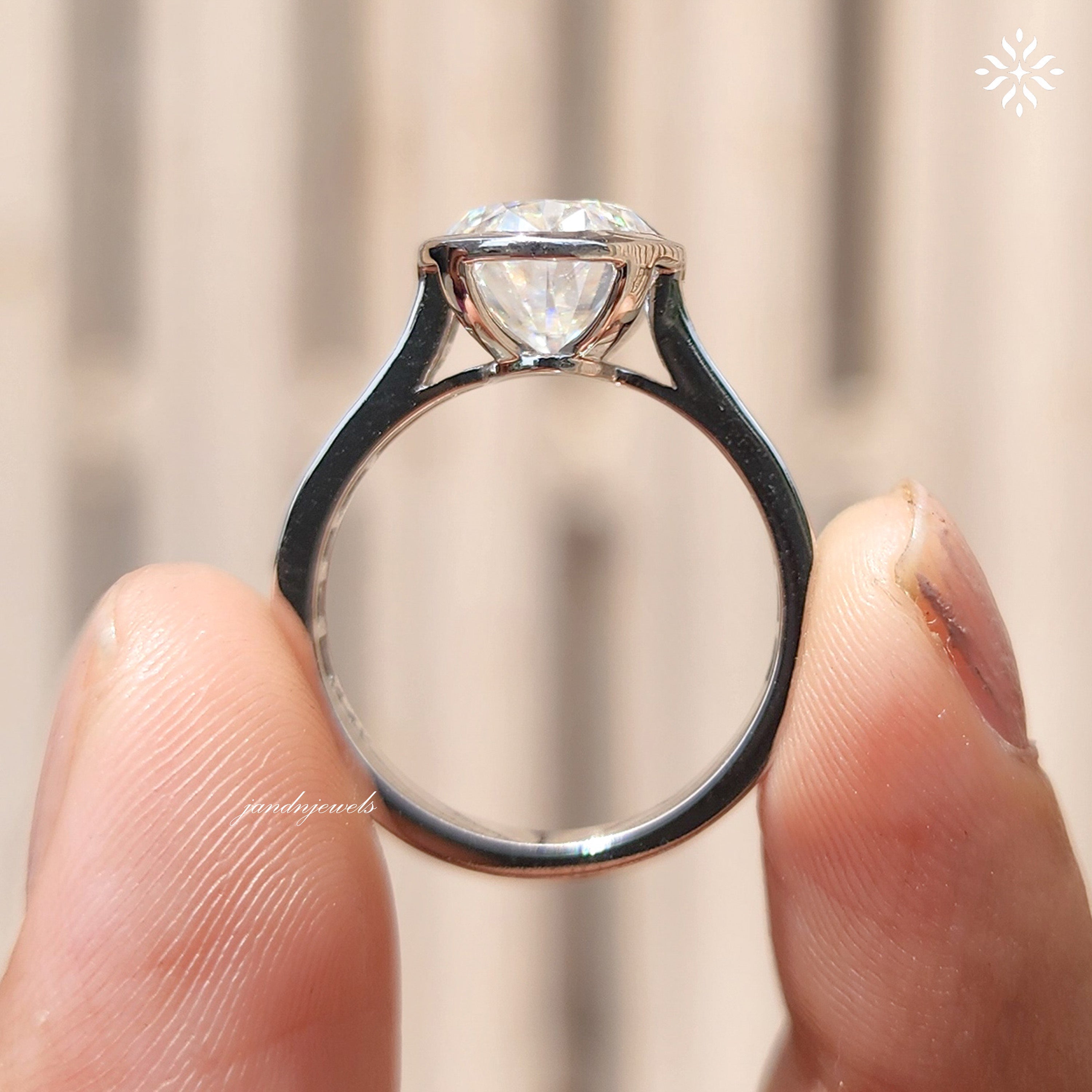 3CT Oval Cut Moissanite Engagement Bezel Ring Set Channel Set Wedding Ring 14K Solid Gold Ring for Her