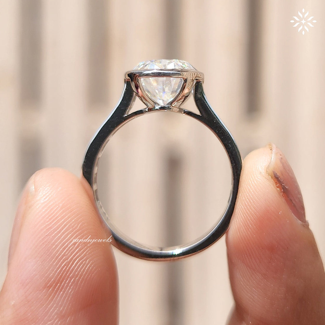 3CT Oval Cut Moissanite Engagement Bezel Ring Set Channel Set Wedding Ring 14K Solid Gold Ring for Her