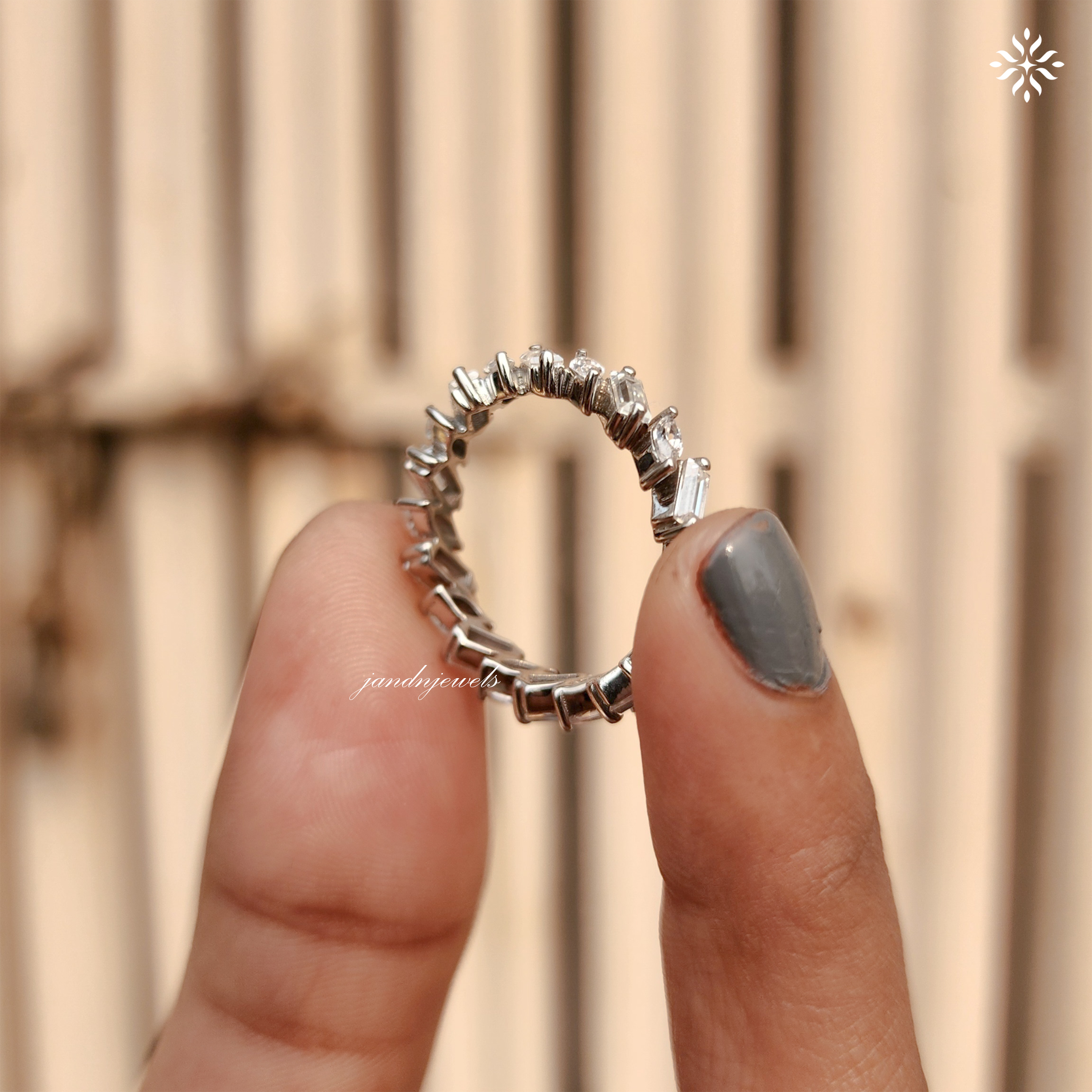Marquise & Baguette Moissanite Band, Vintage Art Deco Wedding Ring, Half Eternity Stackable Ring, Unique Anniversary Gift Everbee logo Analyze listing