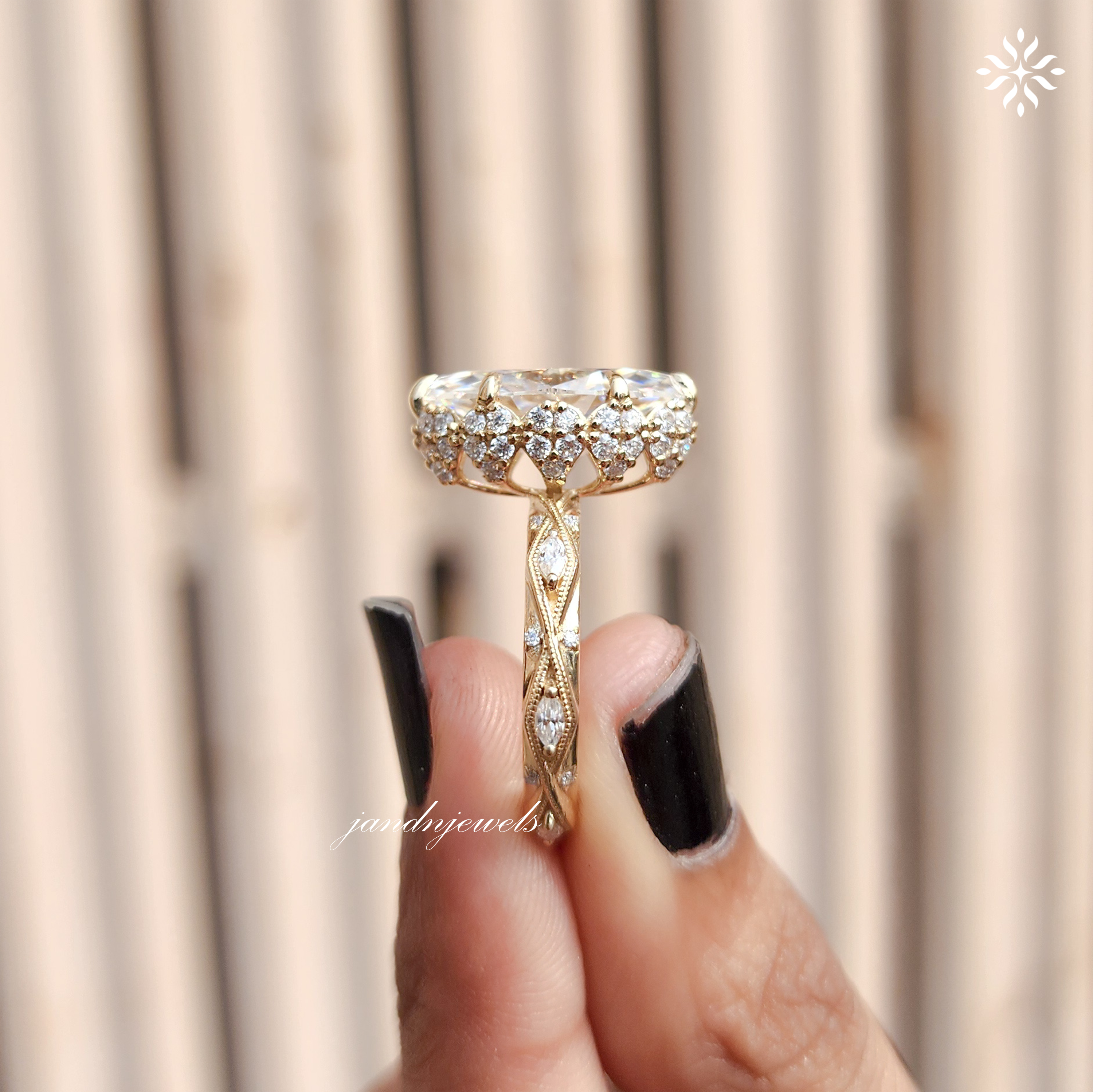 4CT Vintage Marquise Cut Moissanite Engagement Ring Art Deco Hidden Halo Ring 14K Solid Gold Ring Diamond Ring Classic Marquise Ring