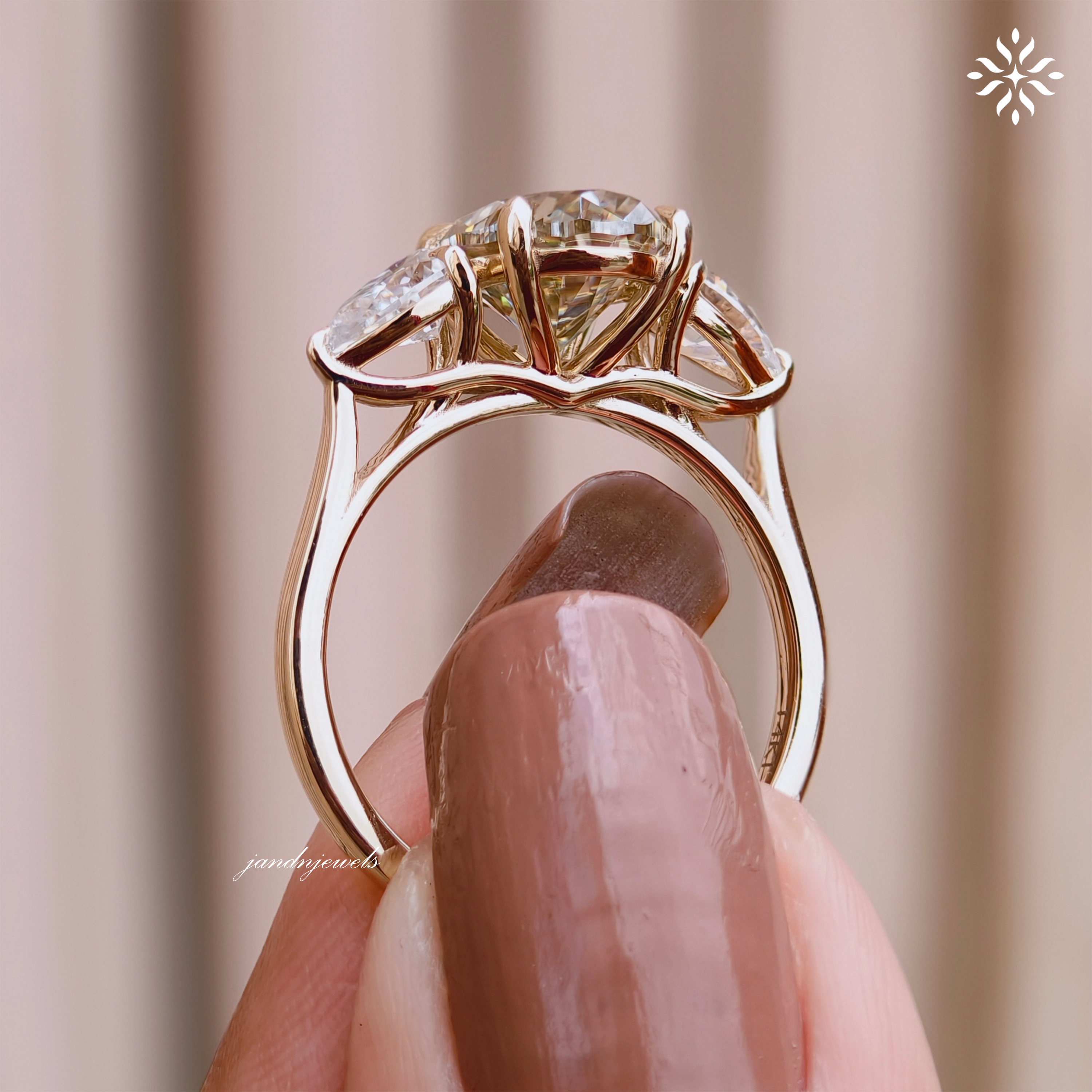 2CT Canary Yellow Oval Cut Moissanite Three Stone Wedding Ring Pear Cut Side Stone Trilogy Ring Luxurious 14K Gold Anniversary Gift for Wife