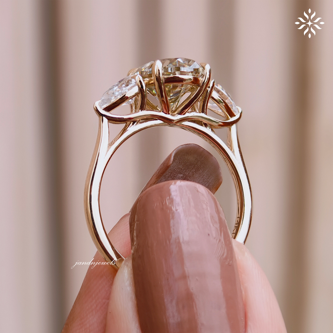 2CT Canary Yellow Oval Cut Moissanite Three Stone Wedding Ring Pear Cut Side Stone Trilogy Ring Luxurious 14K Gold Anniversary Gift for Wife