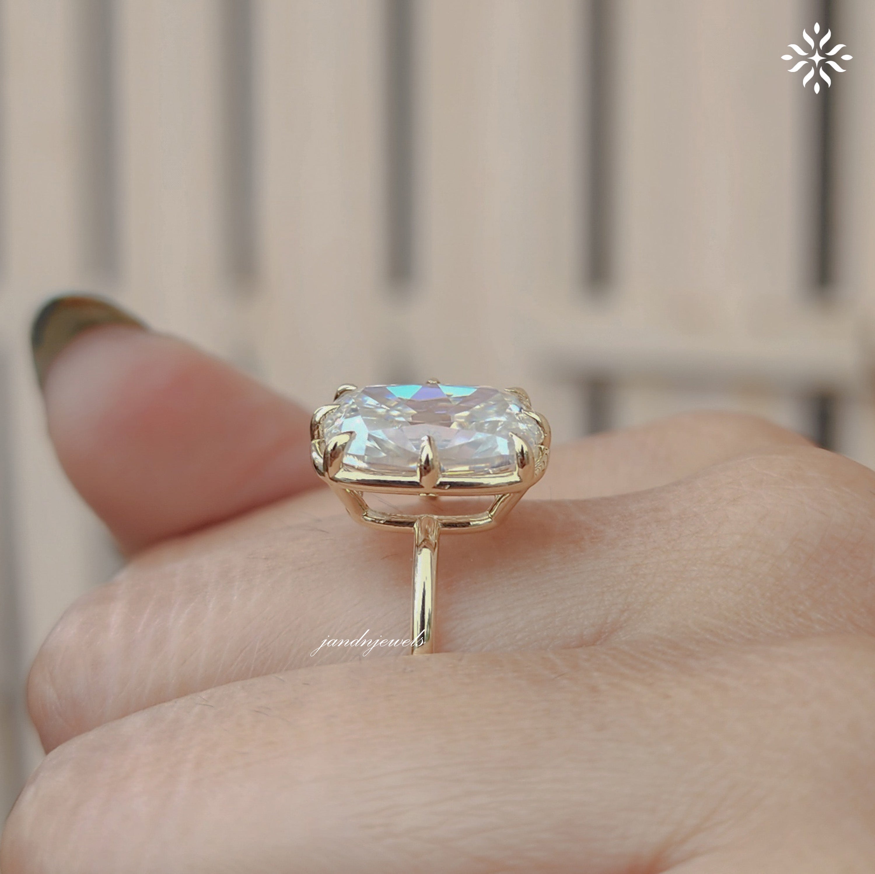 Old Mine 5 CT Elongated Cushion Cut Moissanite Ring Bezel Set Engagement Ring 14K Gold Wedding Ring Antique Diamond Ring Anniversary Ring