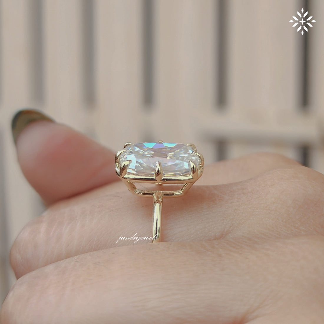Old Mine 5 CT Elongated Cushion Cut Moissanite Ring Bezel Set Engagement Ring 14K Gold Wedding Ring Antique Diamond Ring Anniversary Ring