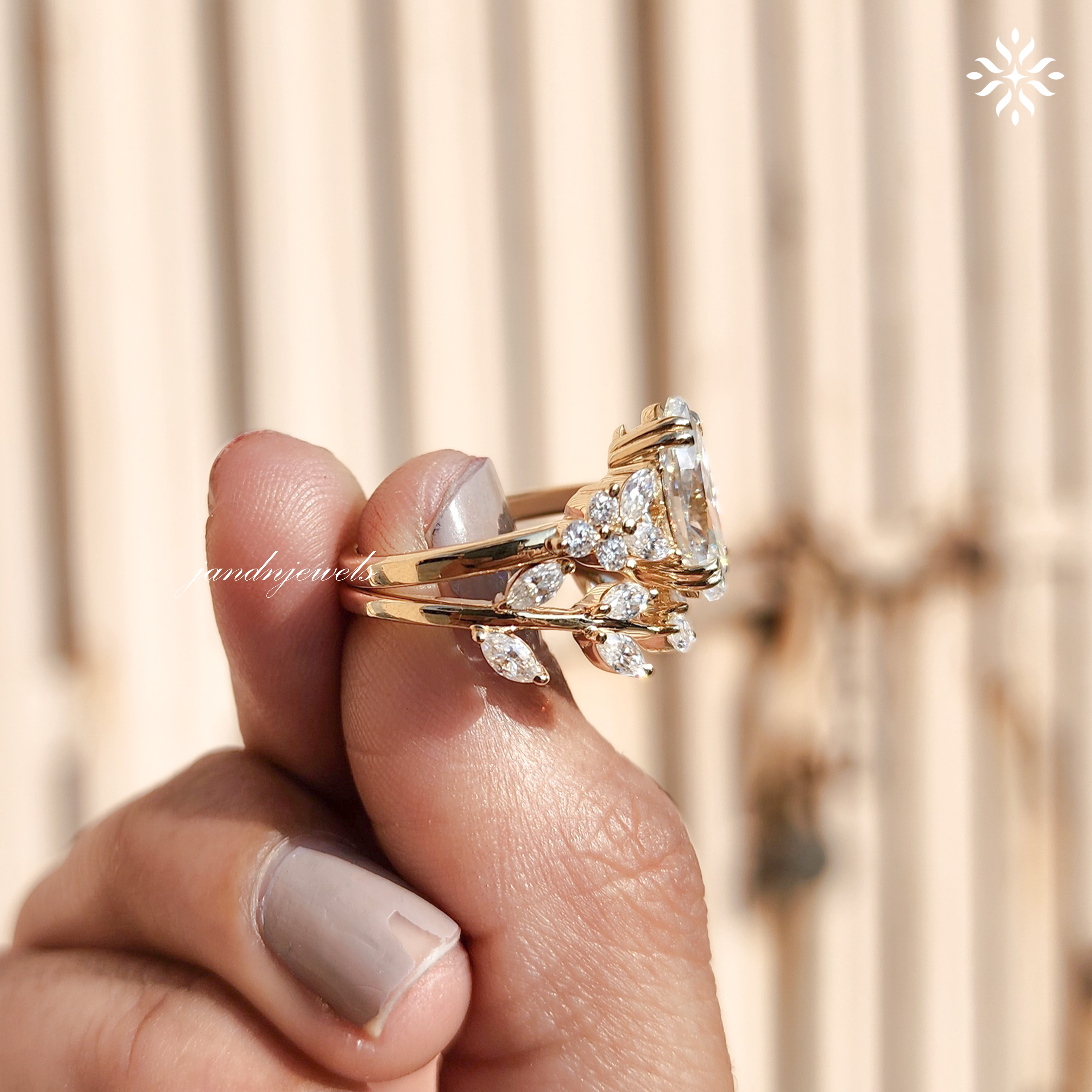 Marquise Wedding Set Diamond Bridal Set Ring for Her Marquise Engagement Ring Chevron Ring Set IGI Certified Best Matching Marquise Ring Set