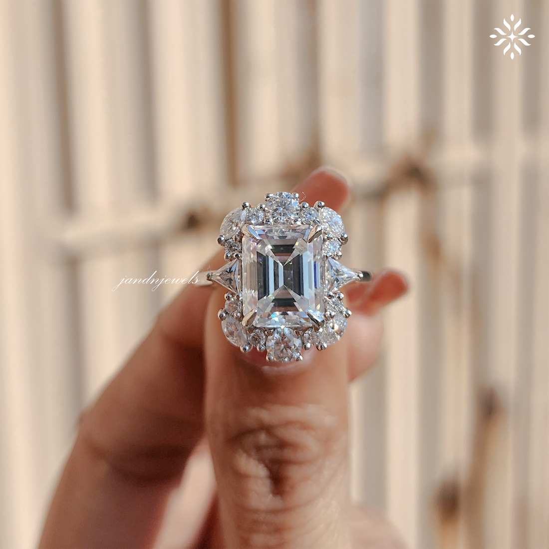 3.00 CT Emerald Cut Moissanite Engagement Ring, Emerald Cut Ring, Moissanite Engagement Ring, Hidden Halo Ring