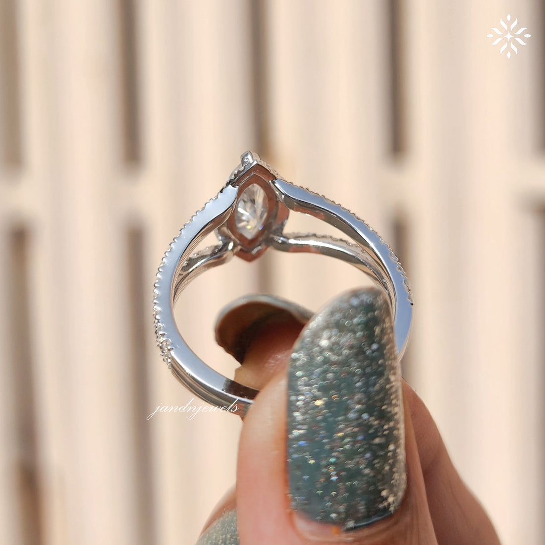 Halo Marquise Cut Moissanite Engagement Ring Split Shank Marquise Ring Unique Diamond Wedding Ring Anniversary Gift for Her