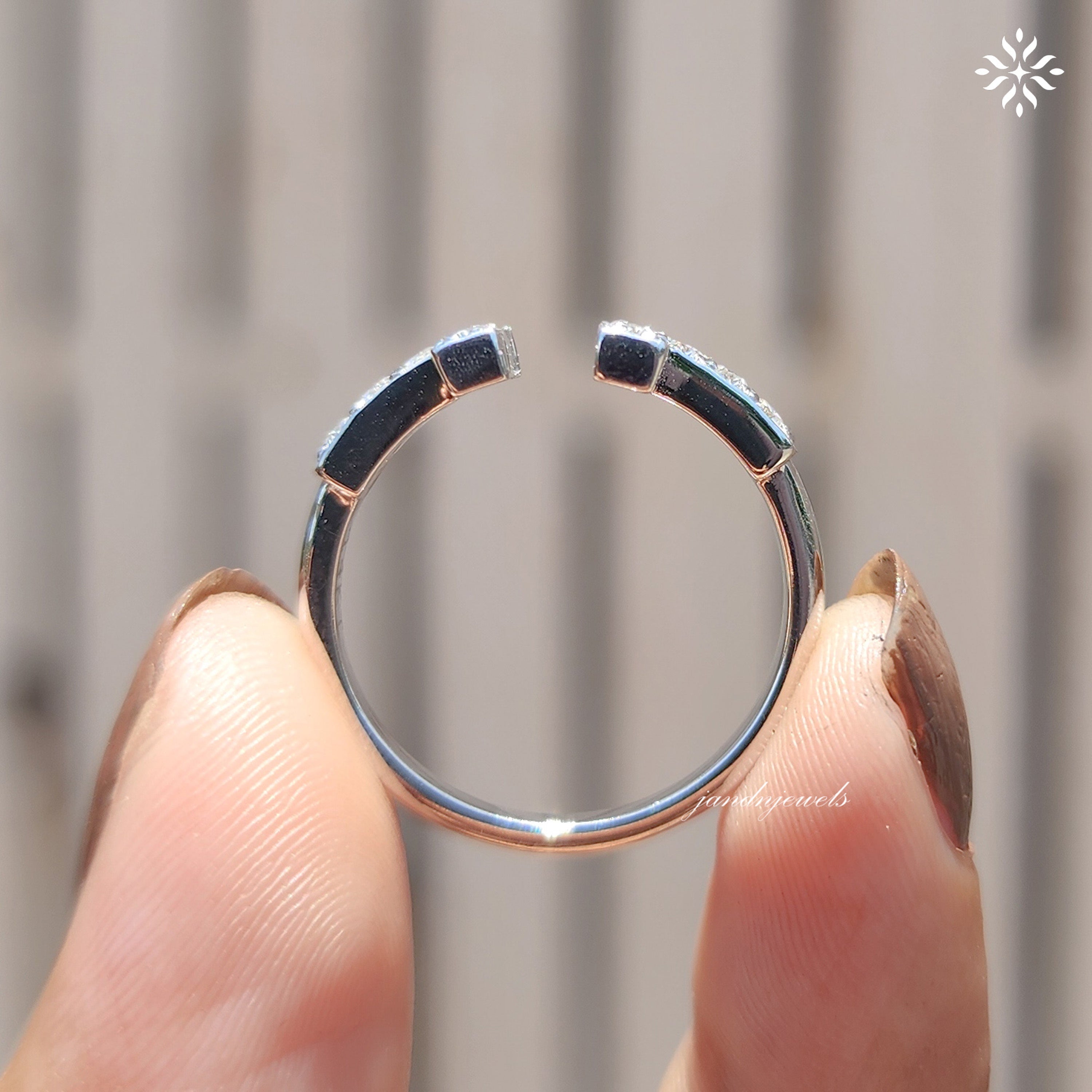Open Shank T-Shape Diamond Moissanite Ring