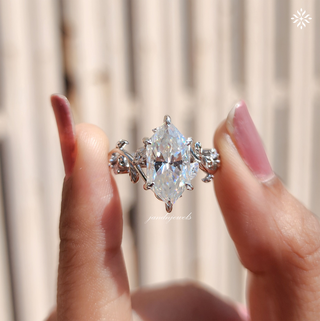 Vintage Dutch Marquise Engagement Gold Ring, Nature Inspired Leaf Style Vintage Wedding Rings for Women, Antique Diamond Ring Gift for Her