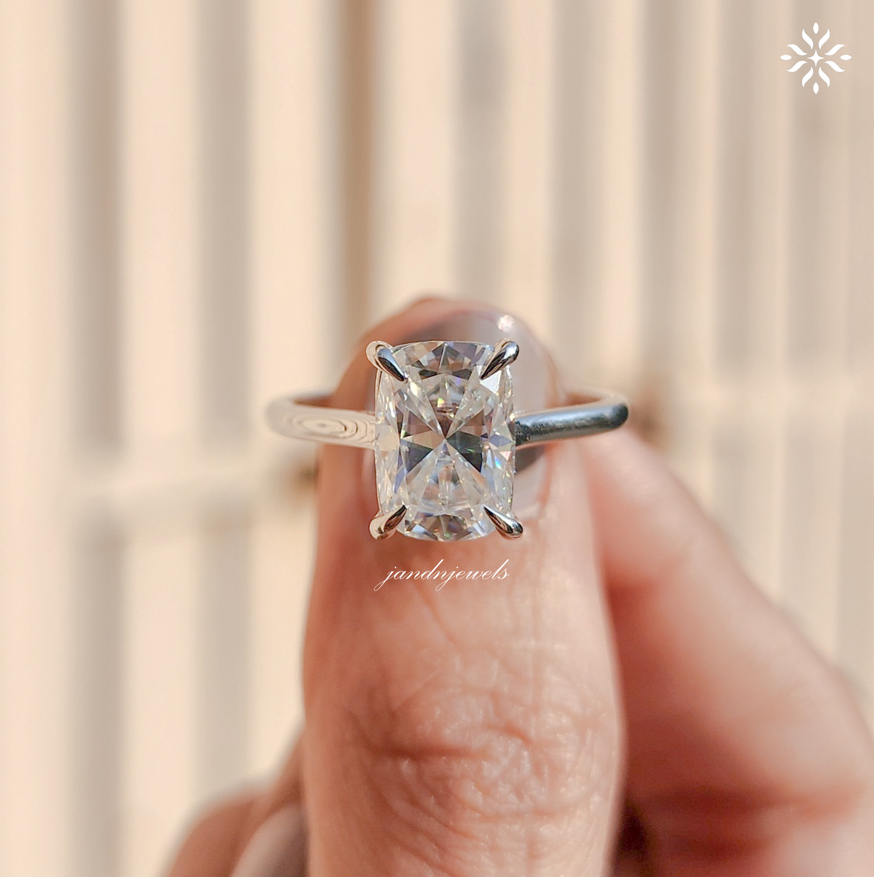 2.5CT Cushion Cut Moissanite Engagement Ring Solitaire 14K Gold Minimalist Wedding Ring for Her