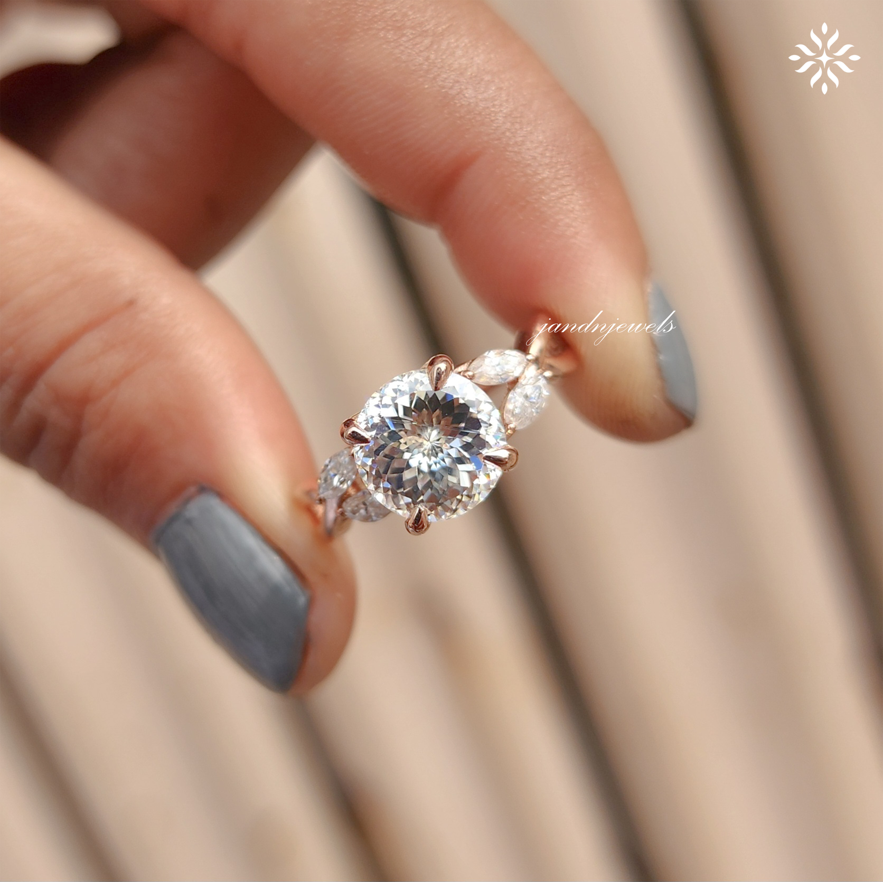 Twisted Shank Portuguese Cut Moissanite Diamond Ring Infinity Style 14K Solid Gold Ring Pear Accent Bridal Ring Promise Anniversary Gift