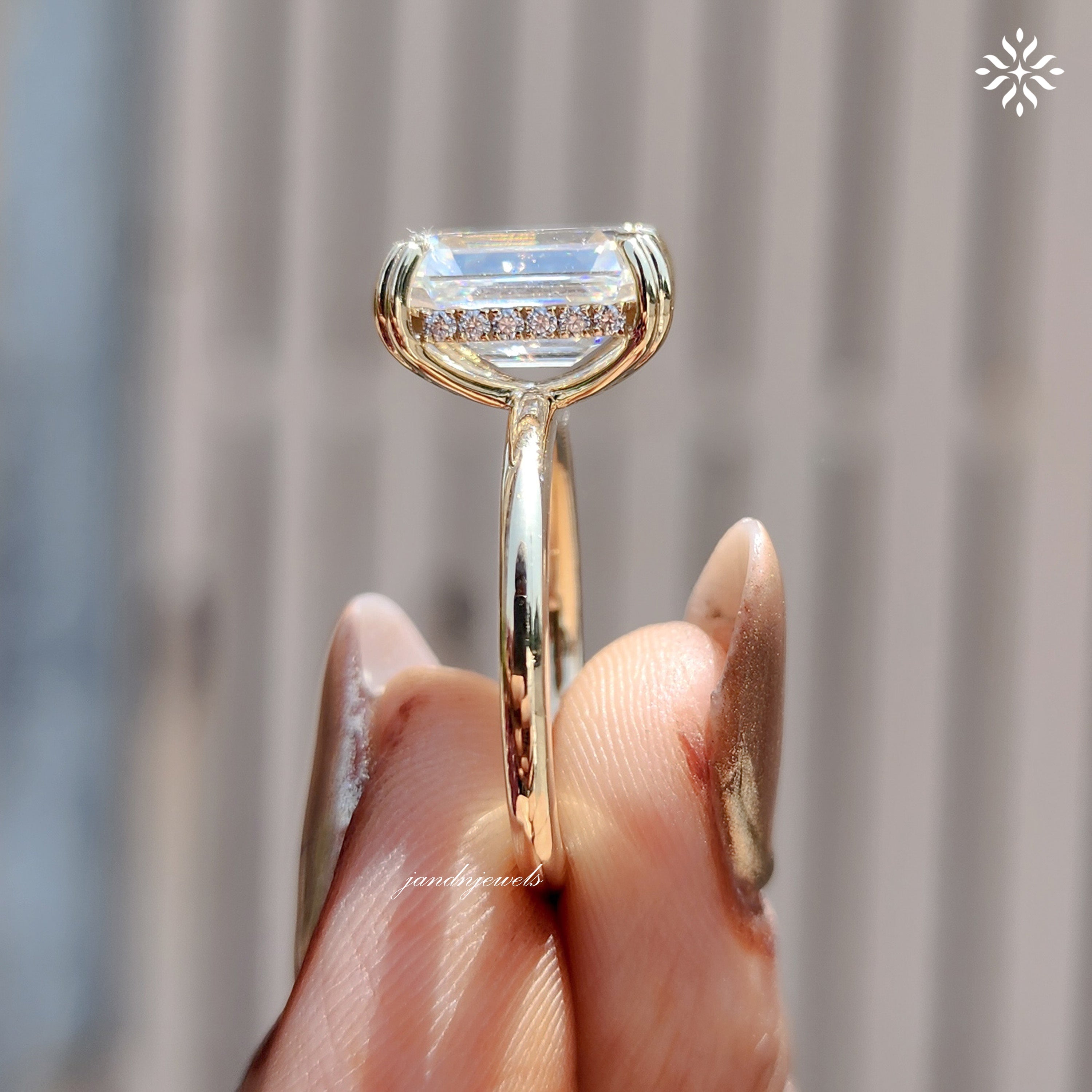3CT Emerald Cut Moissanite Engagement Ring 14K Solid Gold Ring Hidden Halo Diamond Ring 14K Gold Ring Solitaire Diamond Ring