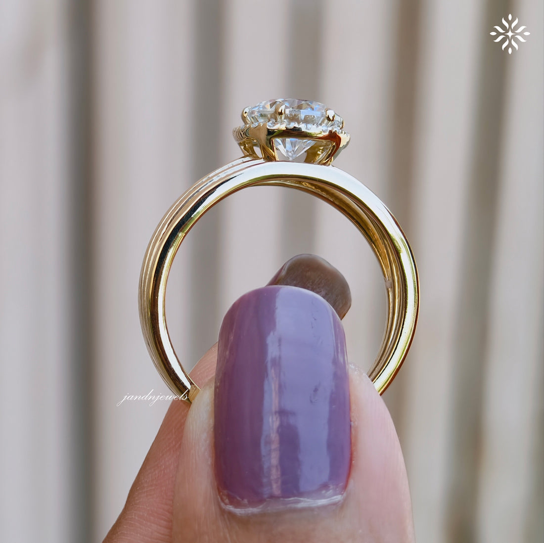 Brilliant Round Moissanite Engagement Ring Open Split Shank Gold Ring Halo Antique Style Ring Antique Style Bridal Ring