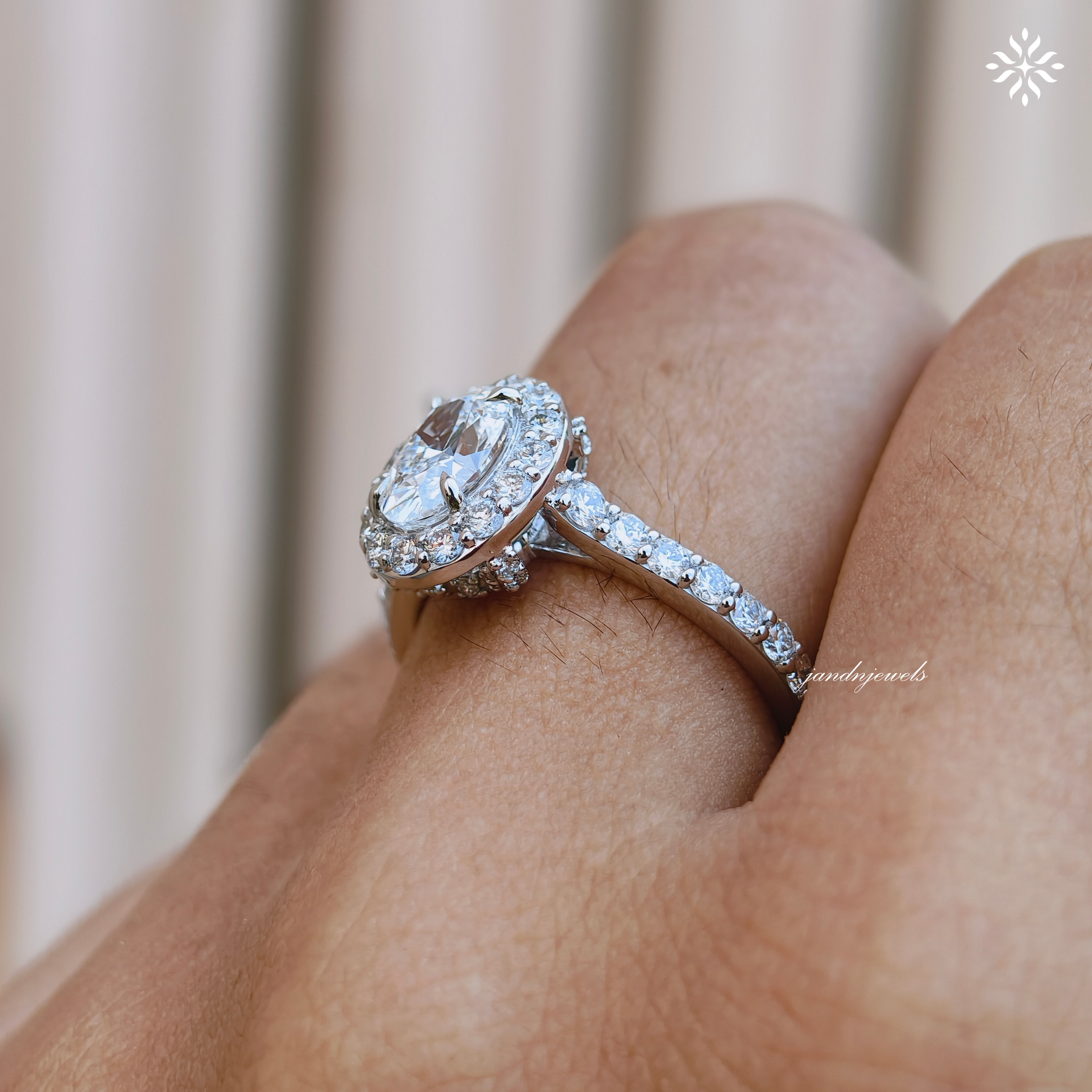 Oval Halo Lab Grown Diamond Ring, Hidden Halo Engagement Ring, 14K Gold Wedding Band, Bridal Ring Everbee logo Analyze listing