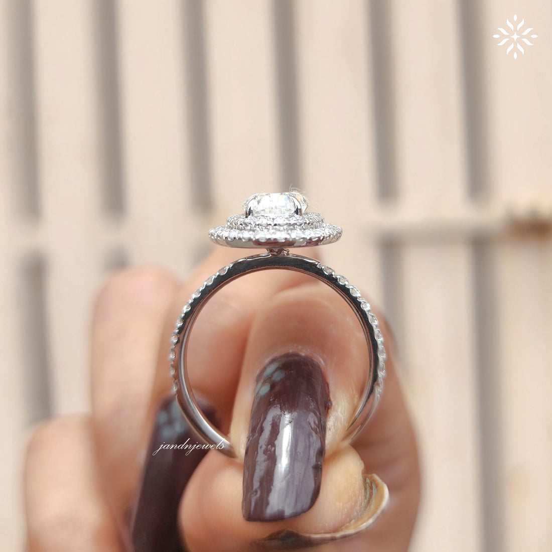 Double Halo Oval Moissanite Engagement Ring Unique Halo Ring Ring Wedding Pave Band 14K White Gold Ring Anniversary gift For Women