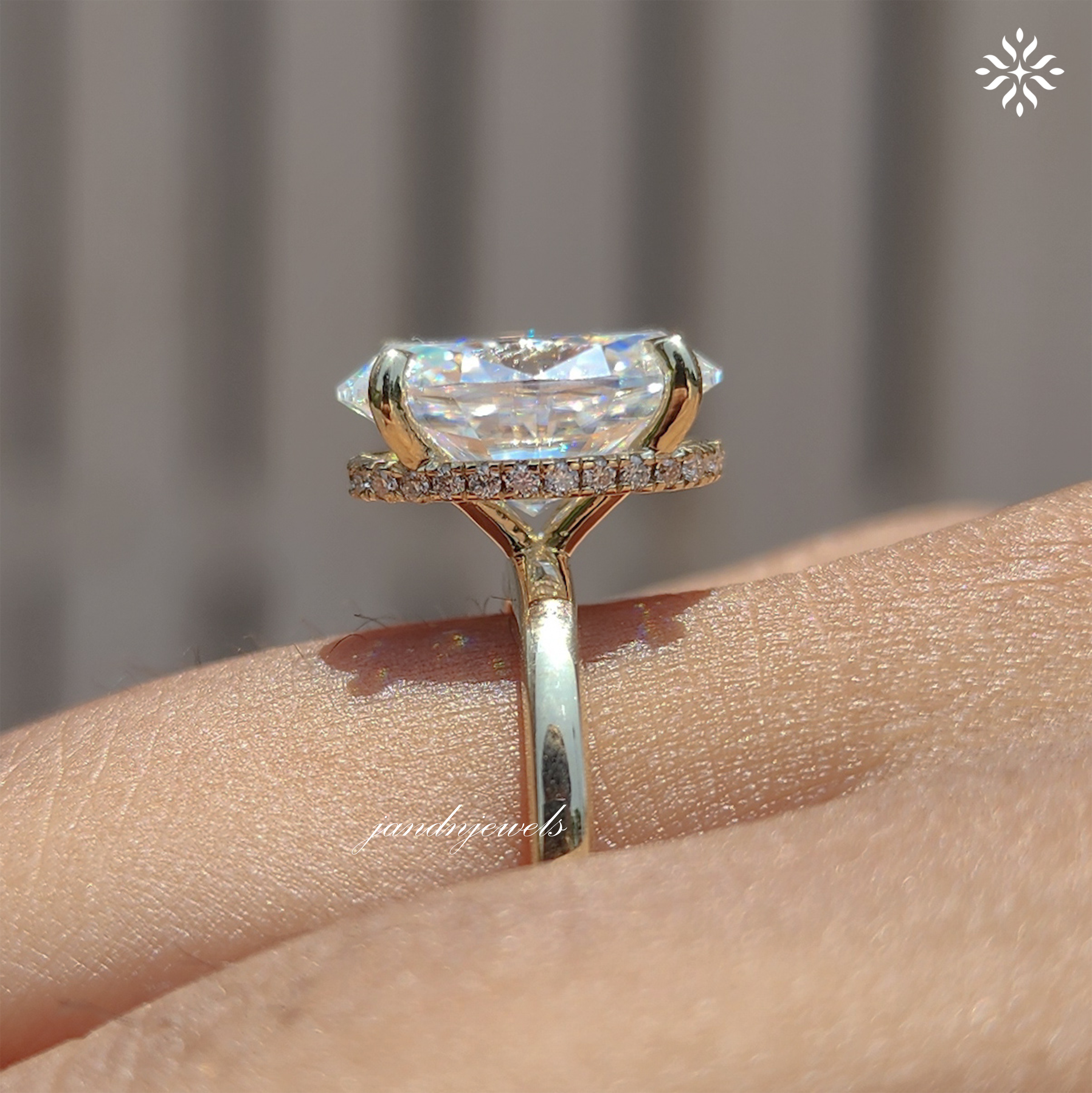 3CT Oval Cut Moissanite Engagement Ring Hidden Halo Diamond Ring 14K Solid Gold Ring Solitaire Ring