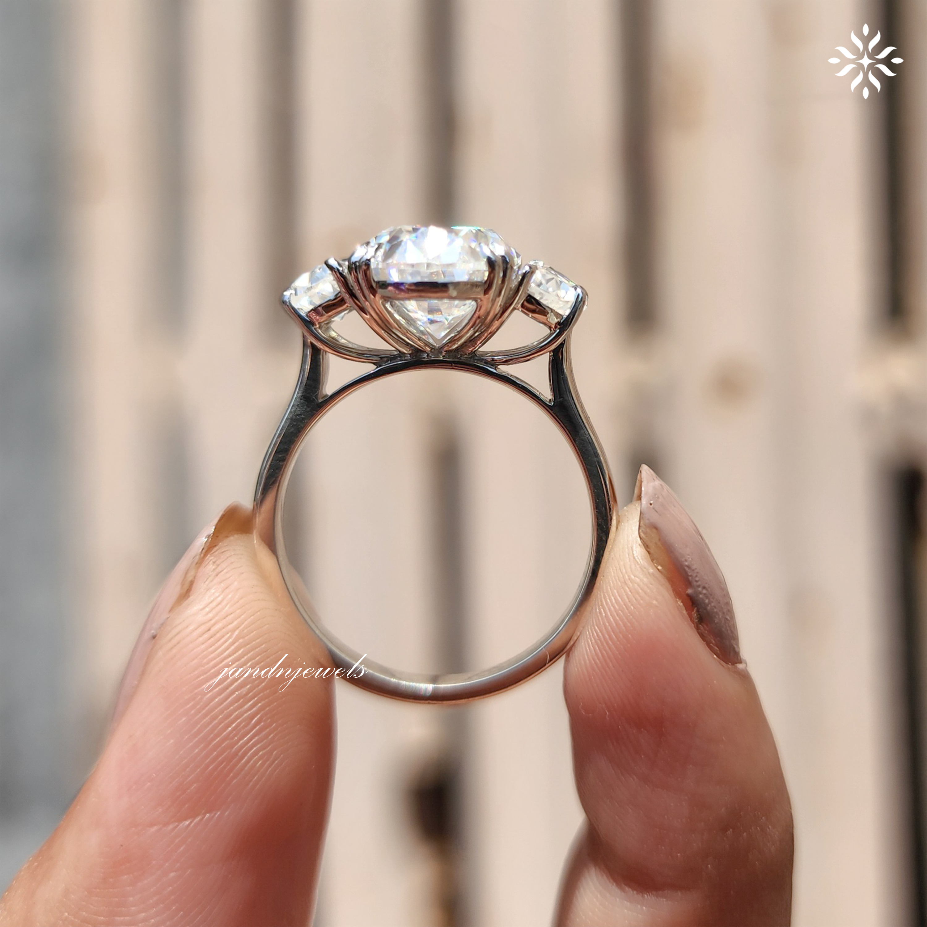 4CT Oval Moissanite Engagement Ring Three Stone Half Moon Diamond Trilogy Ring 14K Gold Wedding Anniversary Gift For Her