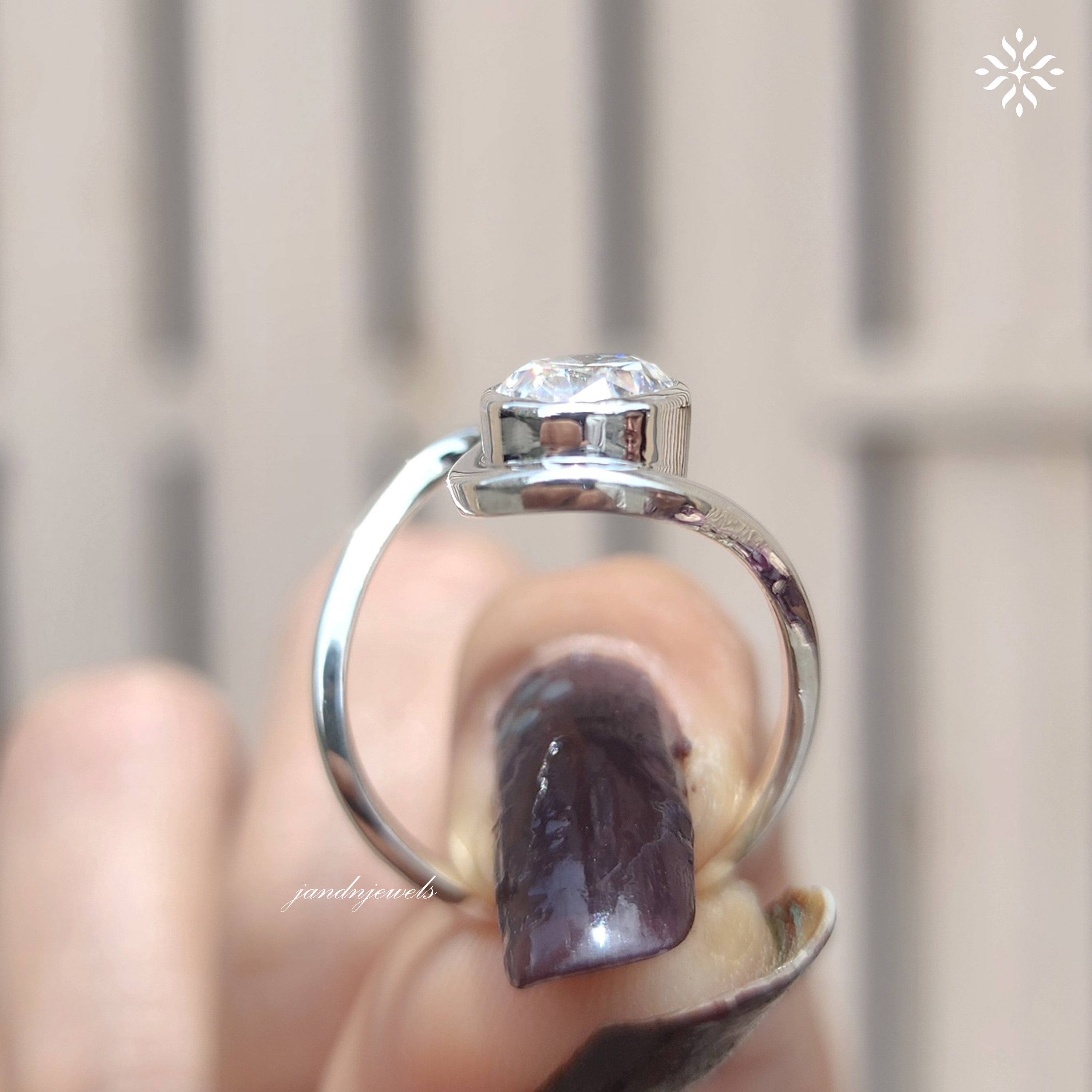 Oval Moissanite Ring, Open Wrap Ring Bezel Set Gold Band Minimalist Unique Engagement Ring