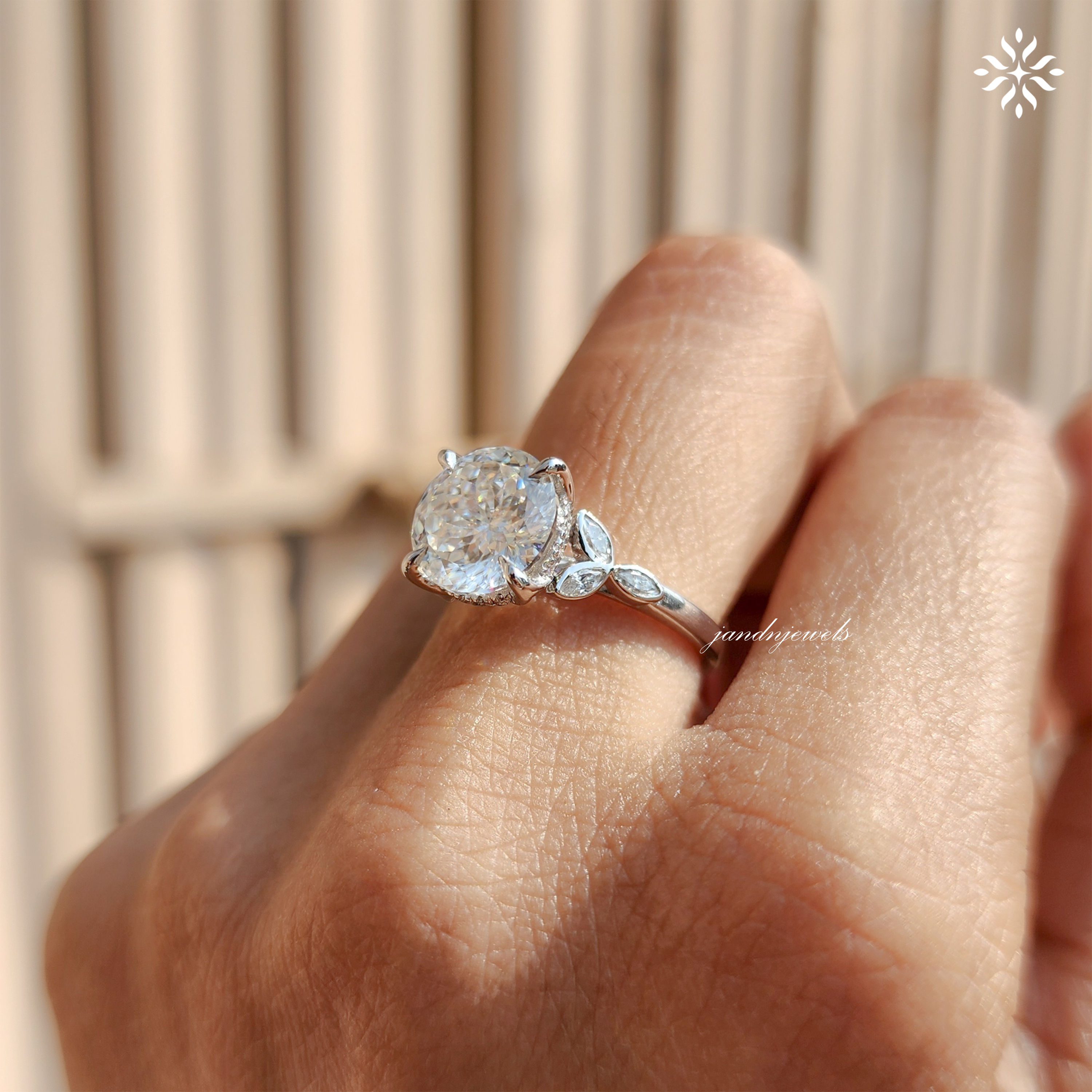 Custom 2CT Portuguese Cut Moissanite Engagement Ring, 14K Solid Gold Ring, Dainty Promise Ring for Her, Mystique Cathedral Setting Ring