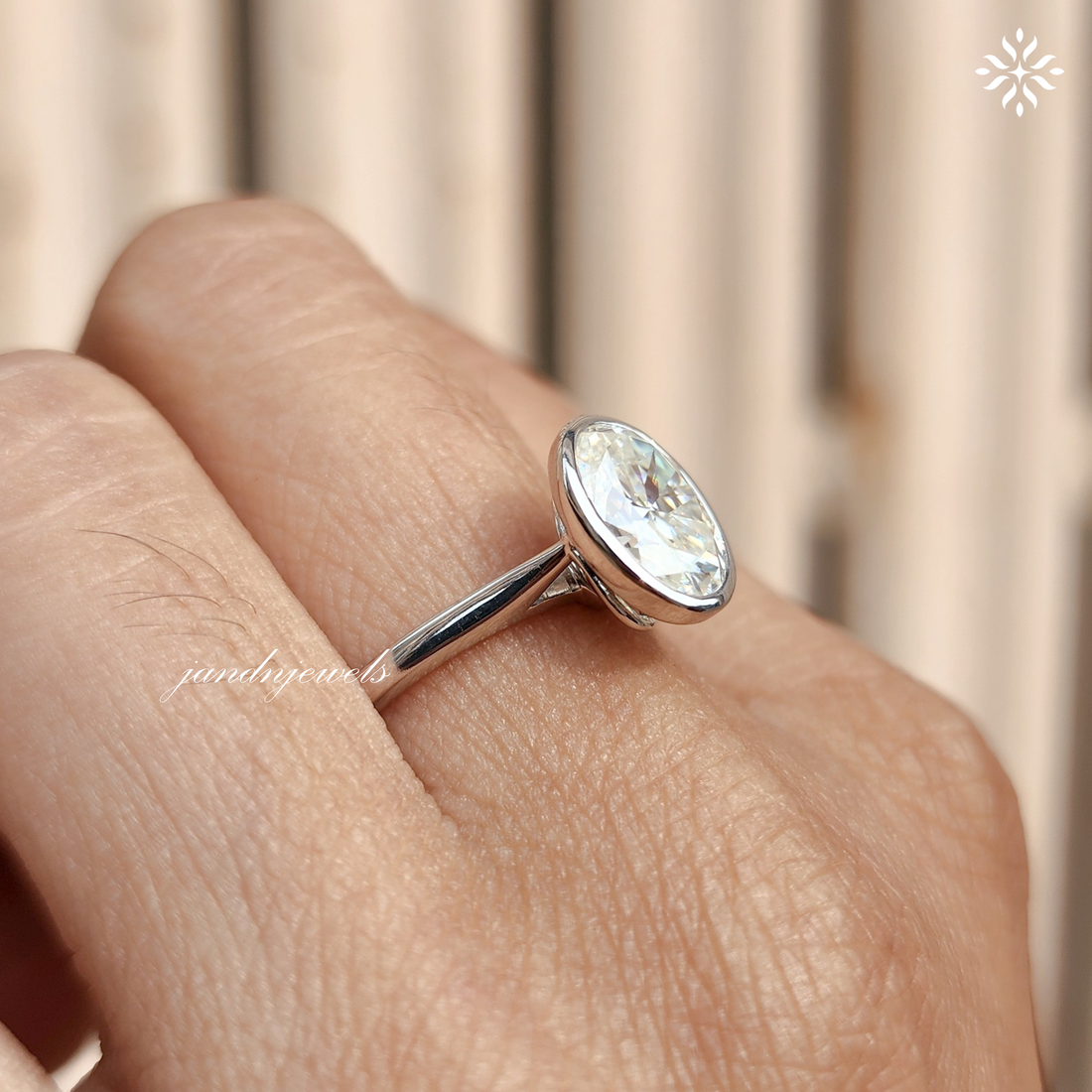 3CT Oval Cut Moissanite Wedding Ring 14k Solid White Gold Engagement Ring Bezel Set Moissanite Rings Gift's Rings For Her