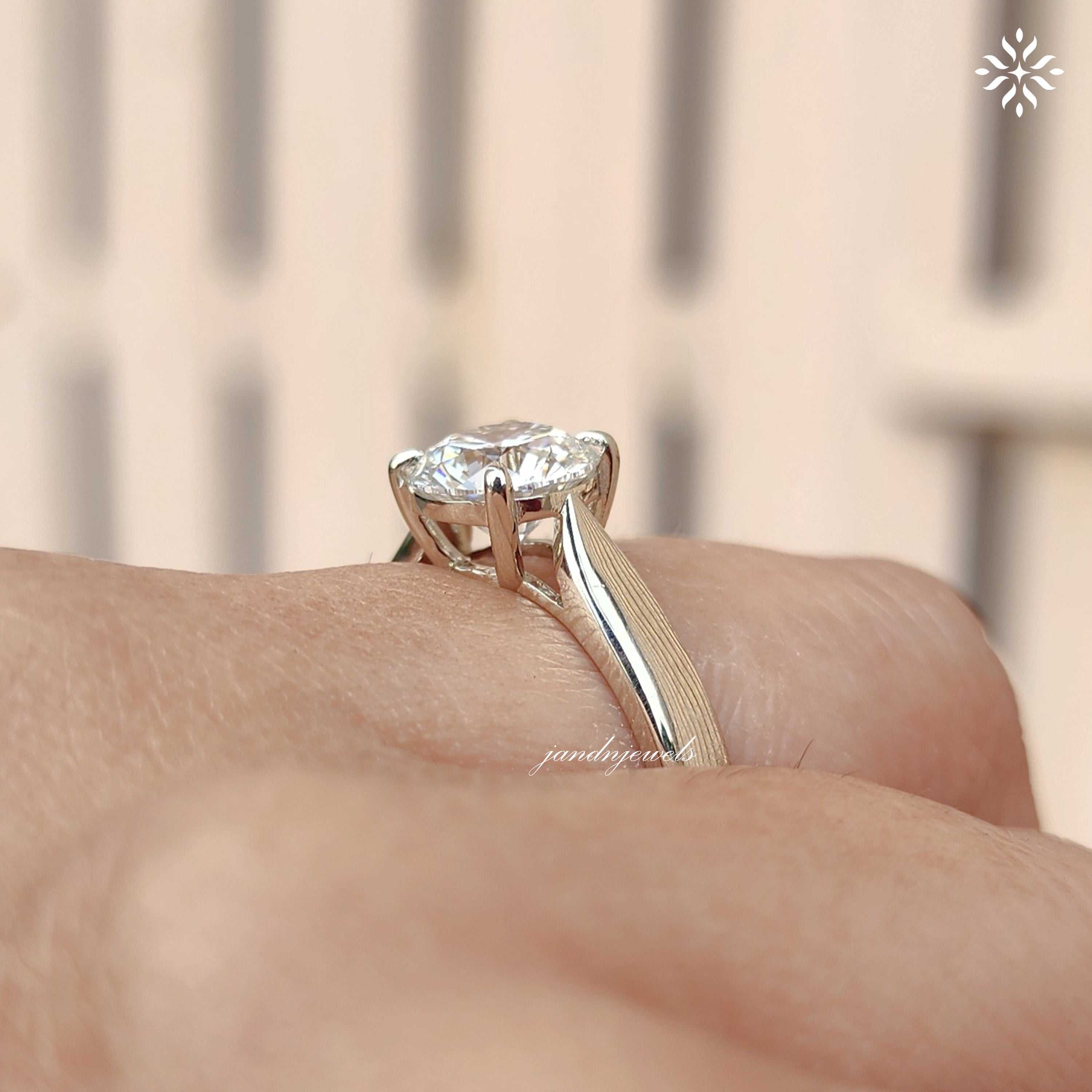 2CT E Color VVS1 Brilliant Round Cut Lab Grown Diamond Ring Solitaire Engagement Ring