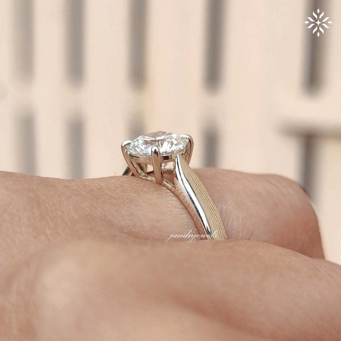 2CT E Color VVS1 Brilliant Round Cut Lab Grown Diamond Ring Solitaire Engagement Ring
