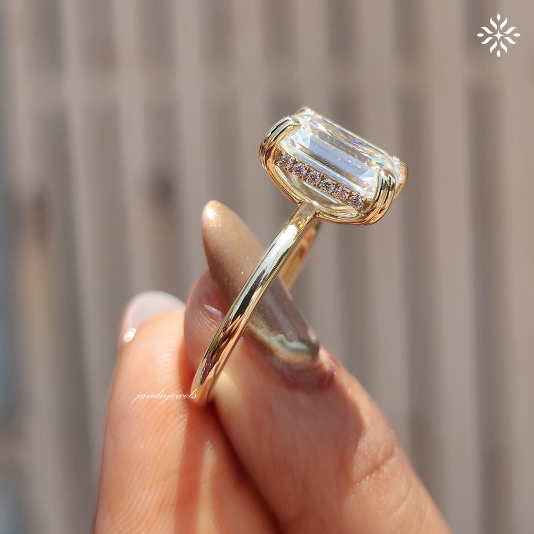 3CT Emerald Cut Moissanite Engagement Ring 14K Solid Gold Ring Hidden Halo Diamond Ring 14K Gold Ring Solitaire Diamond Ring