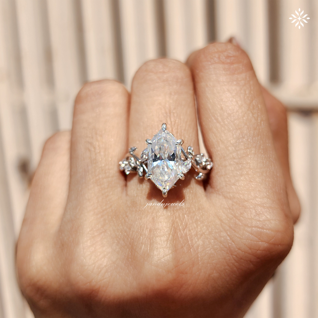 Vintage Dutch Marquise Engagement Gold Ring, Nature Inspired Leaf Style Vintage Wedding Rings for Women, Antique Diamond Ring Gift for Her