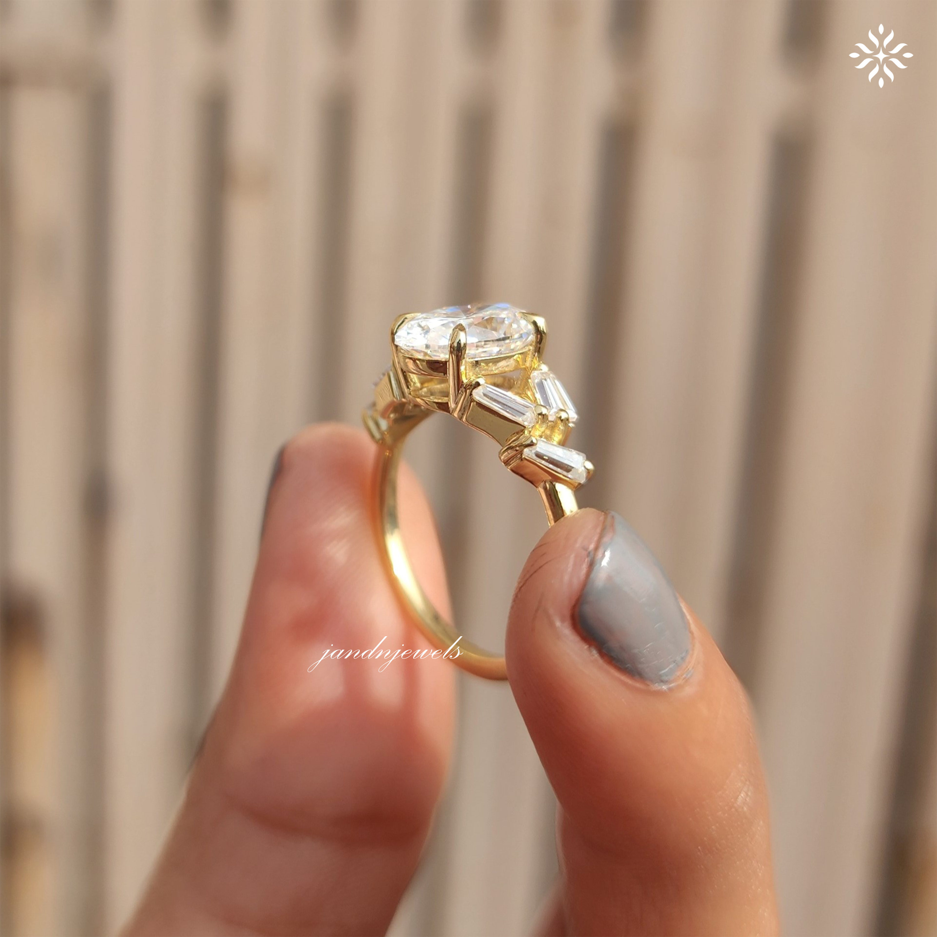 Oval Cluster Moissanite Engagement Ring Side Stone Baguette Ring 14k Gold Ring Wedding Ring Promise Ring for Woman Anniversary Ring