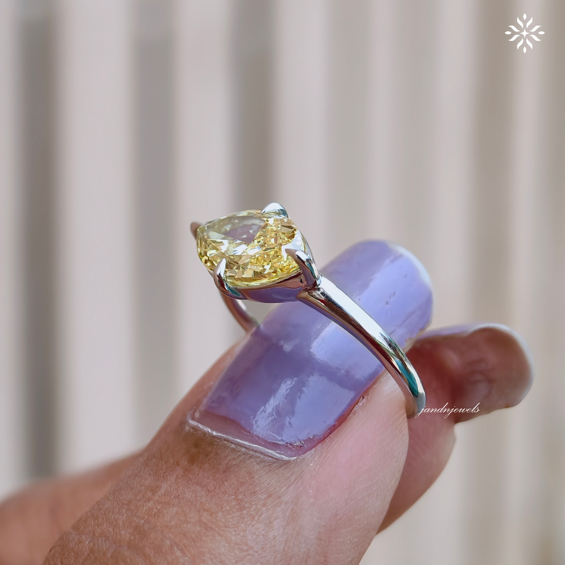 Fancy Intense Yellow Marquise Lab Grown Diamond Ring Open Band Engagement Ring VS 2 IGI Certified Diamond Ring 925 Sterling Silver Ring
