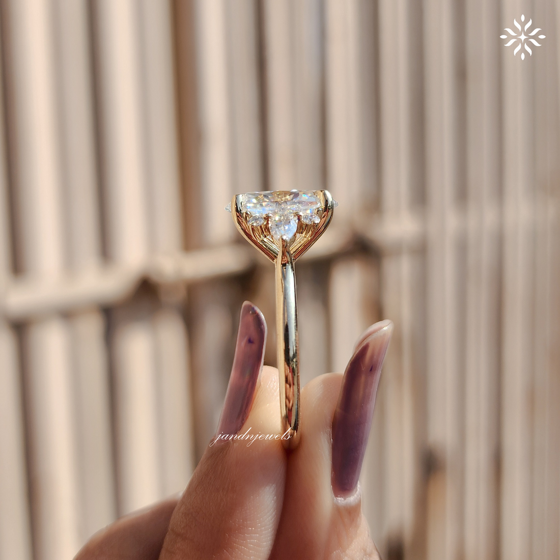 4CT Oval Cut Moissanite Engagement Ring Cluster Diamond Ring Wedding Ring 14K Solid Gold Ring