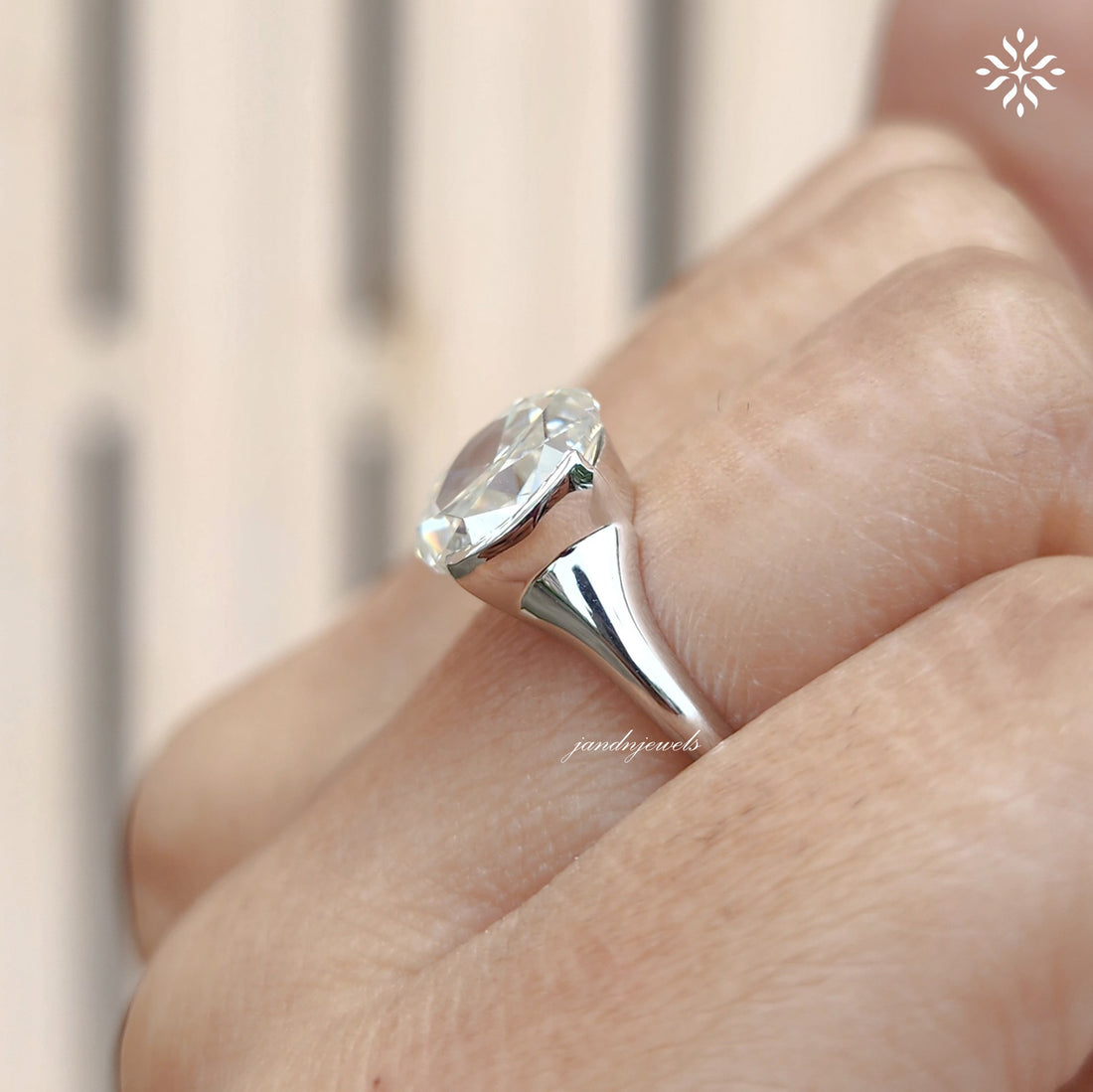1.5 CT Rose Cut Half Bezel Moissanite Engagement Ring Solitaire Ring Half Bezel Ring Wedding Ring For Women Promise Ring For Her