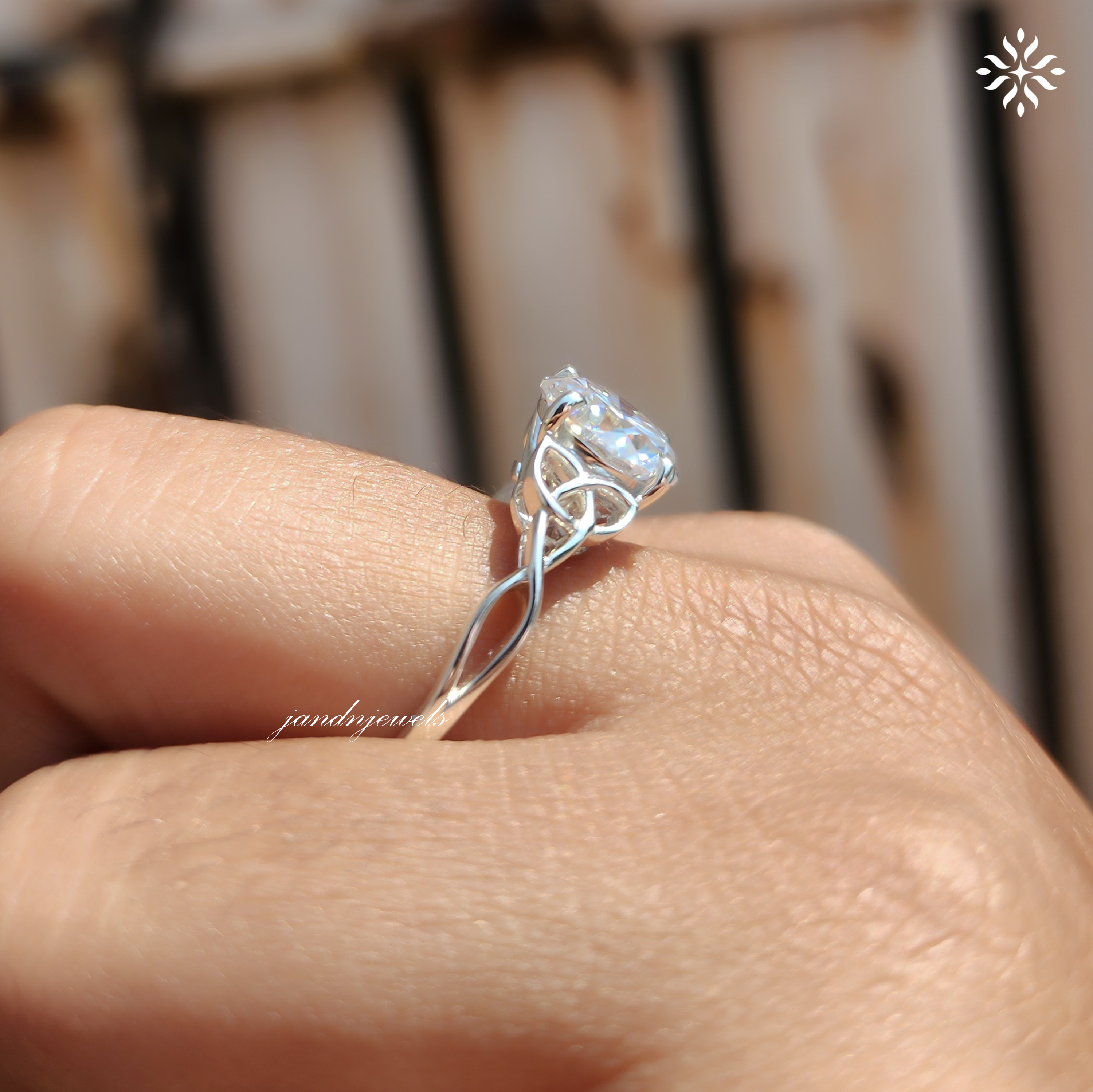 Round Cut Moissanite Engagement Ring Floral Wedding Ring 14K Solid Gold Ring Everbee logo Analyze listing