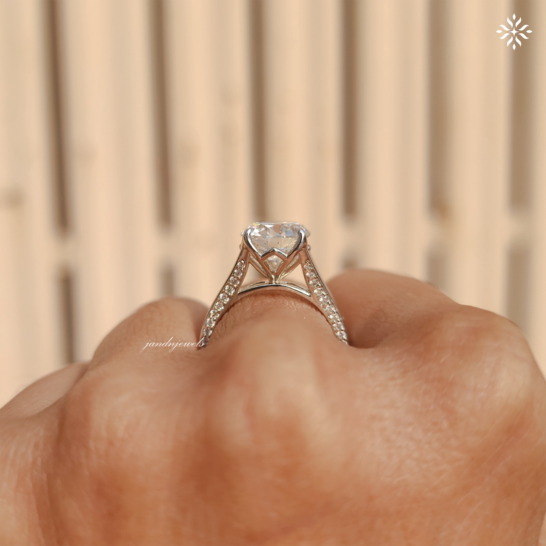 2CT Round Cut Moissanite Engagement Ring Cathedral Setting Ring Pavé Diamond Band Classic Solitaire Bridal Ring