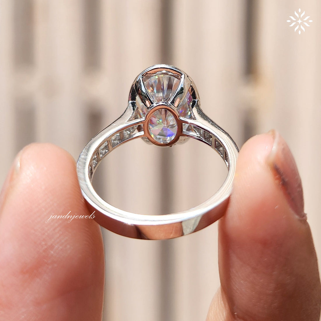 3CT Oval Cut Moissanite Engagement Bezel Ring Set Channel Set Wedding Ring 14K Solid Gold Ring for Her