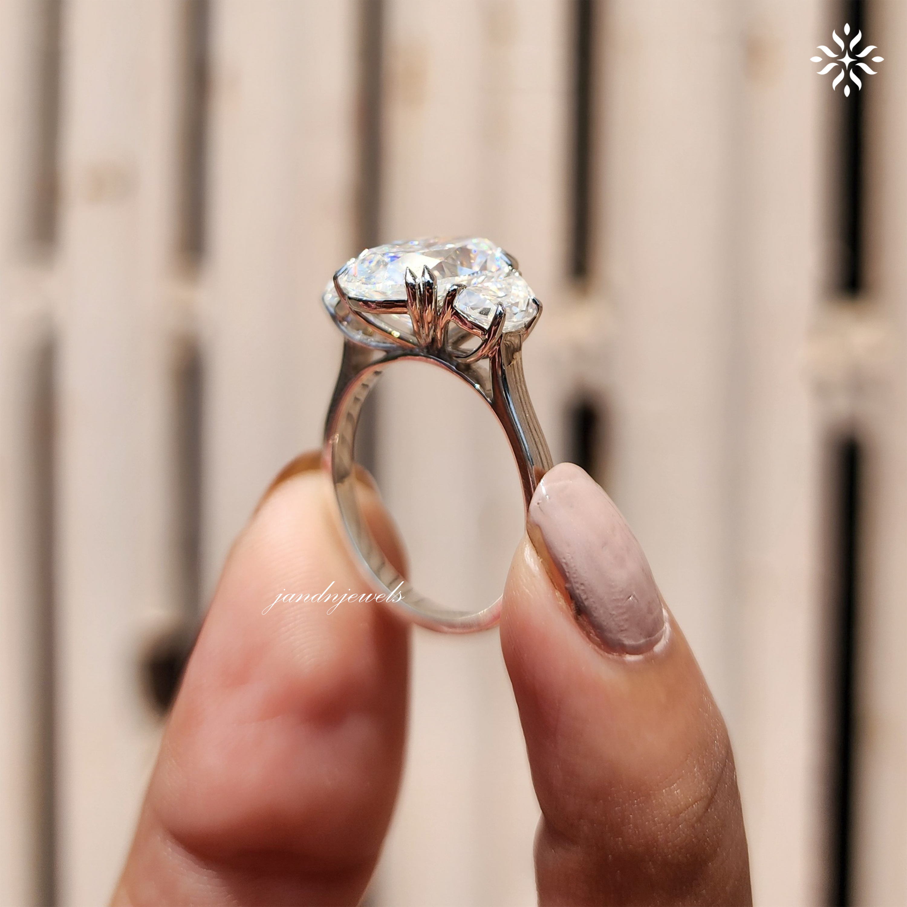 4CT Oval Moissanite Engagement Ring Three Stone Half Moon Diamond Trilogy Ring 14K Gold Wedding Anniversary Gift For Her
