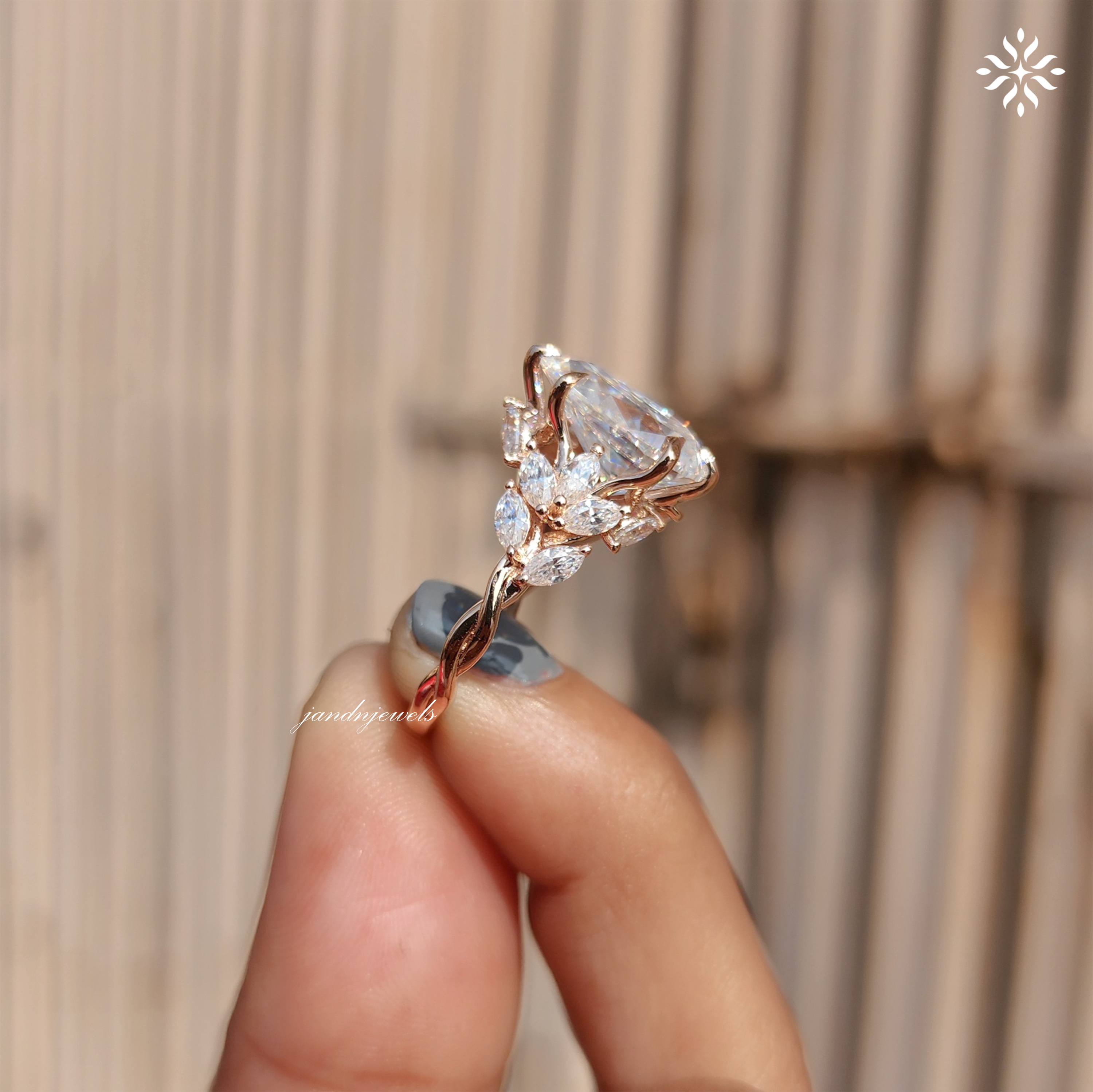 Floral Pear Cut Moissanite Engagement Ring Art Deco14K Gold Moissanite Diamond Wedding Ring Nature Inspire Ring Promise Ring For Women
