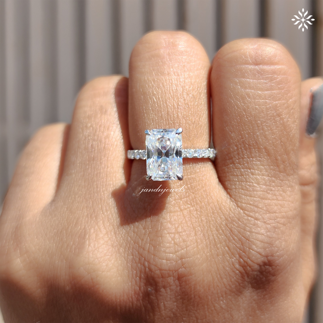 1.25 Carats Radiant Cut Engagement Ring Wedding Ring Sterling Silver Solitaire Ring Promise Ring Half Eternity Band Silver Wedding Ring