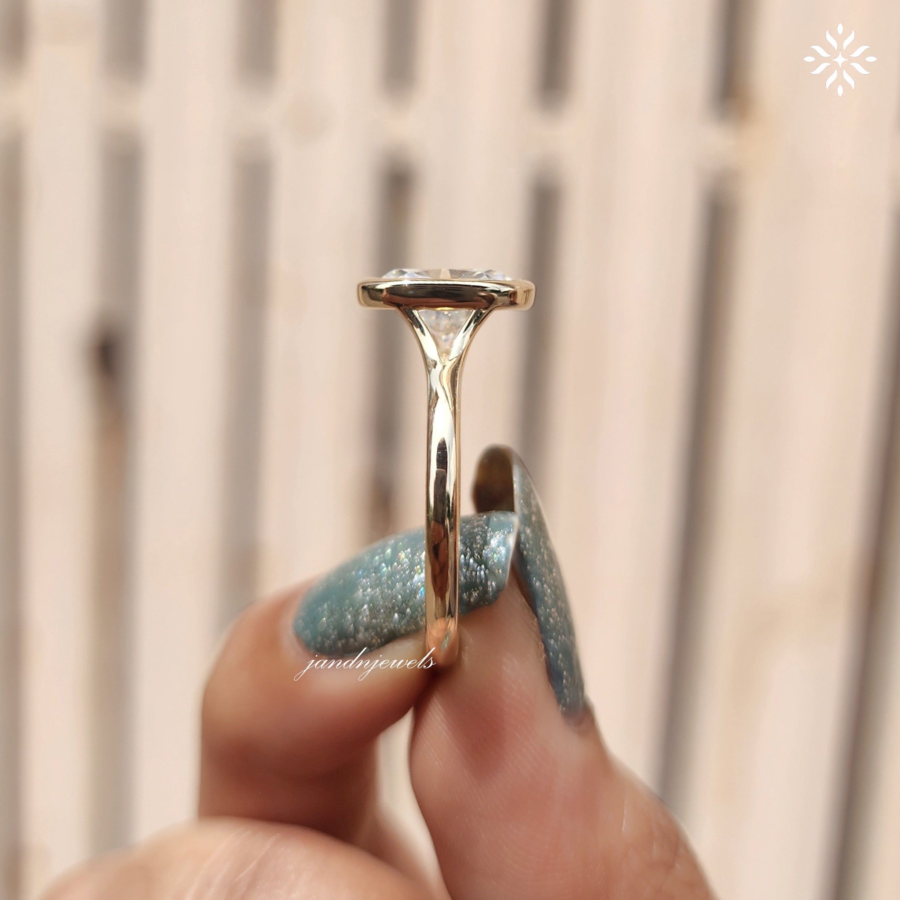 2CT Elongated Cushion Cut Engagement Ring Bezel Set Unique Split Shank And Cathedral Setting Ring 14K Solid Gold Ring