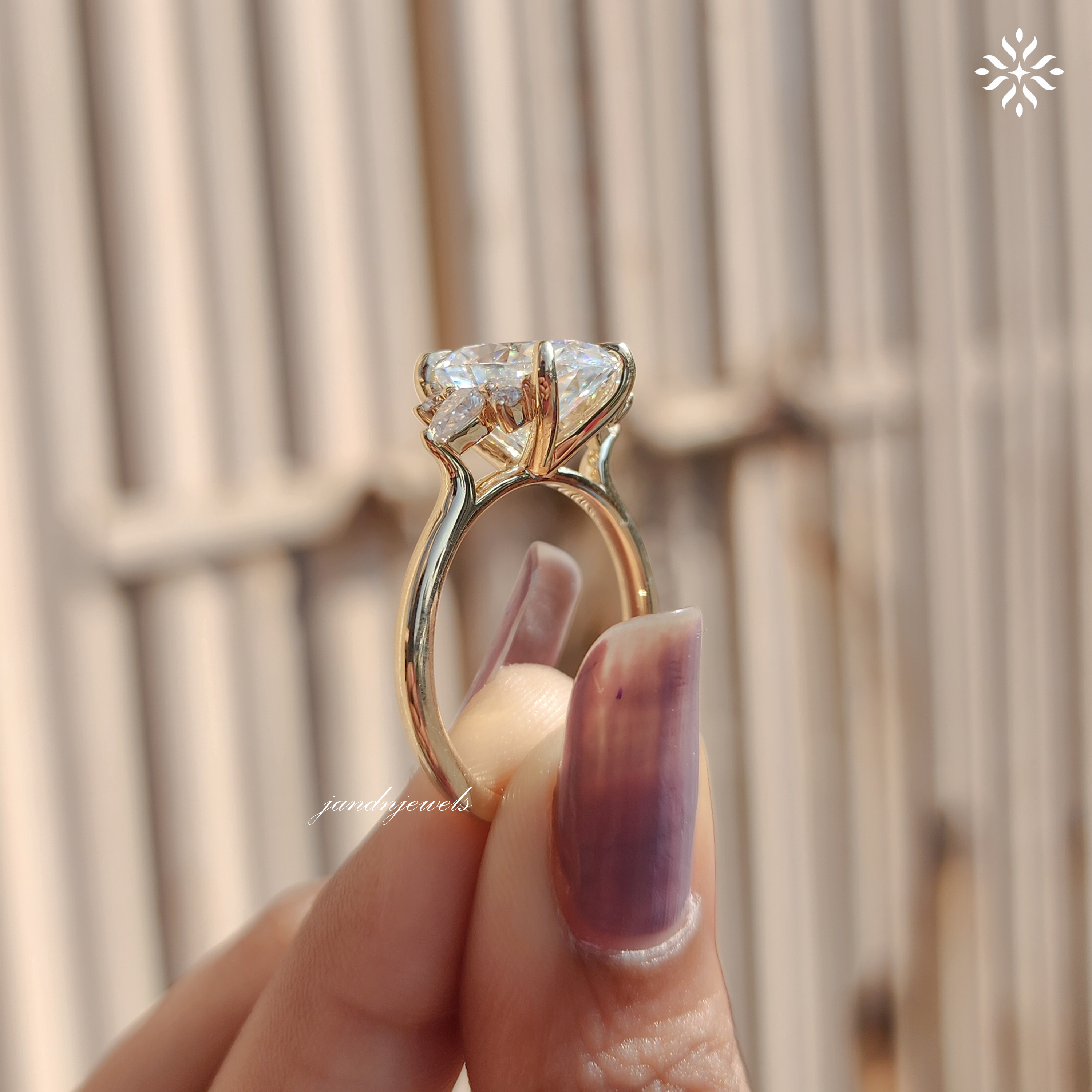 4CT Oval Cut Moissanite Engagement Ring Cluster Diamond Ring Wedding Ring 14K Solid Gold Ring