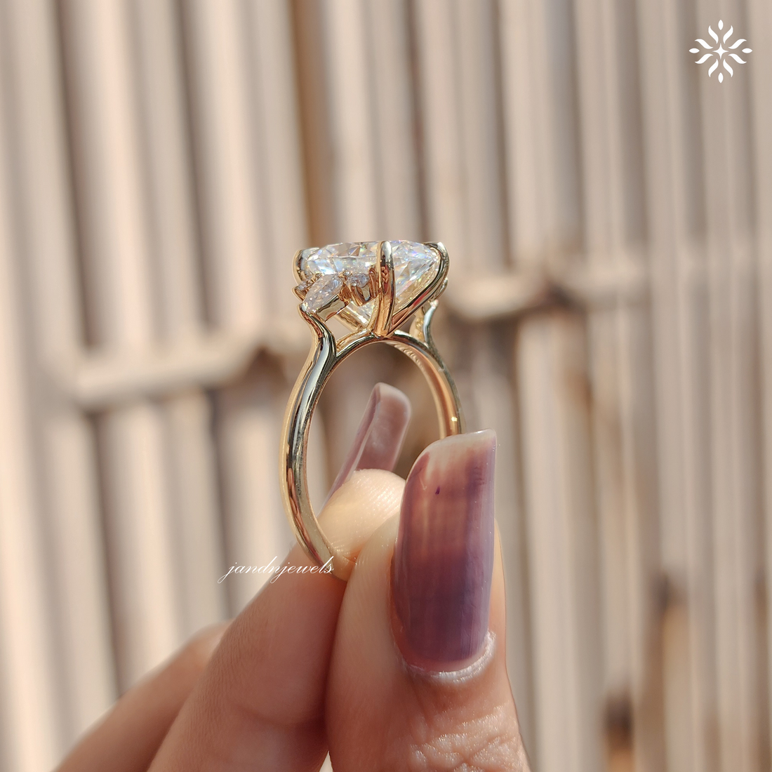 4CT Oval Cut Moissanite Engagement Ring Cluster Diamond Ring Wedding Ring 14K Solid Gold Ring