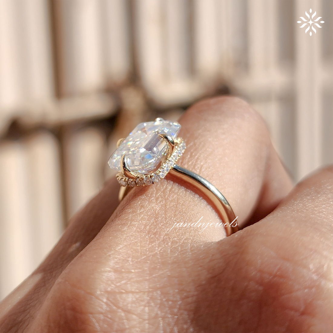 3CT Emerald Cut Moissanite Engagement Ring 14K Solid Yellow Gold Wedding Ring Compass Prong Set Ring Solitaire Diamond Ring Propose Ring